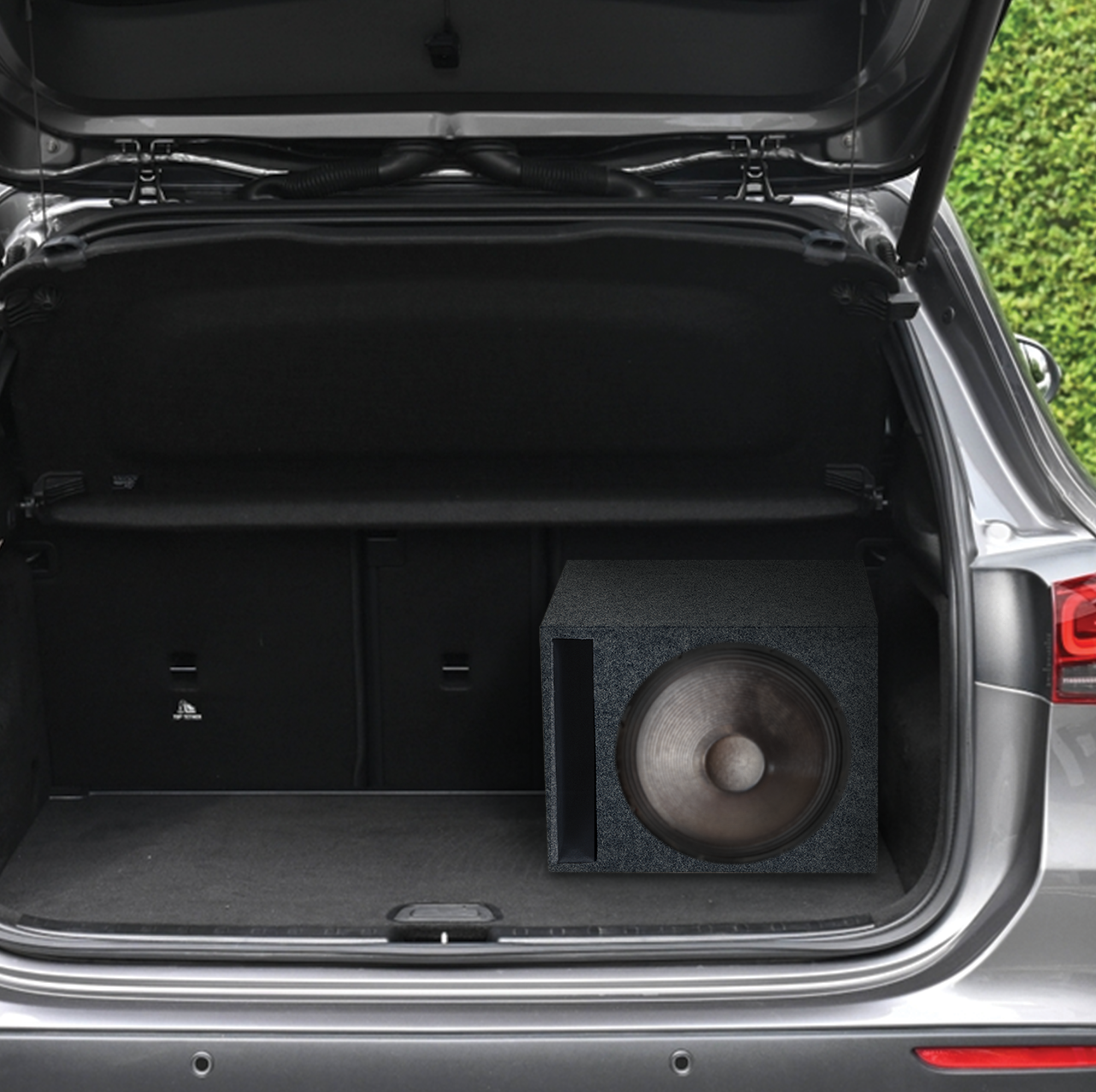 QPower 15" Heavy-Duty Single Vented Vehicle Subwoofer Enclosure Woofer Box, Gray - Smart-nests