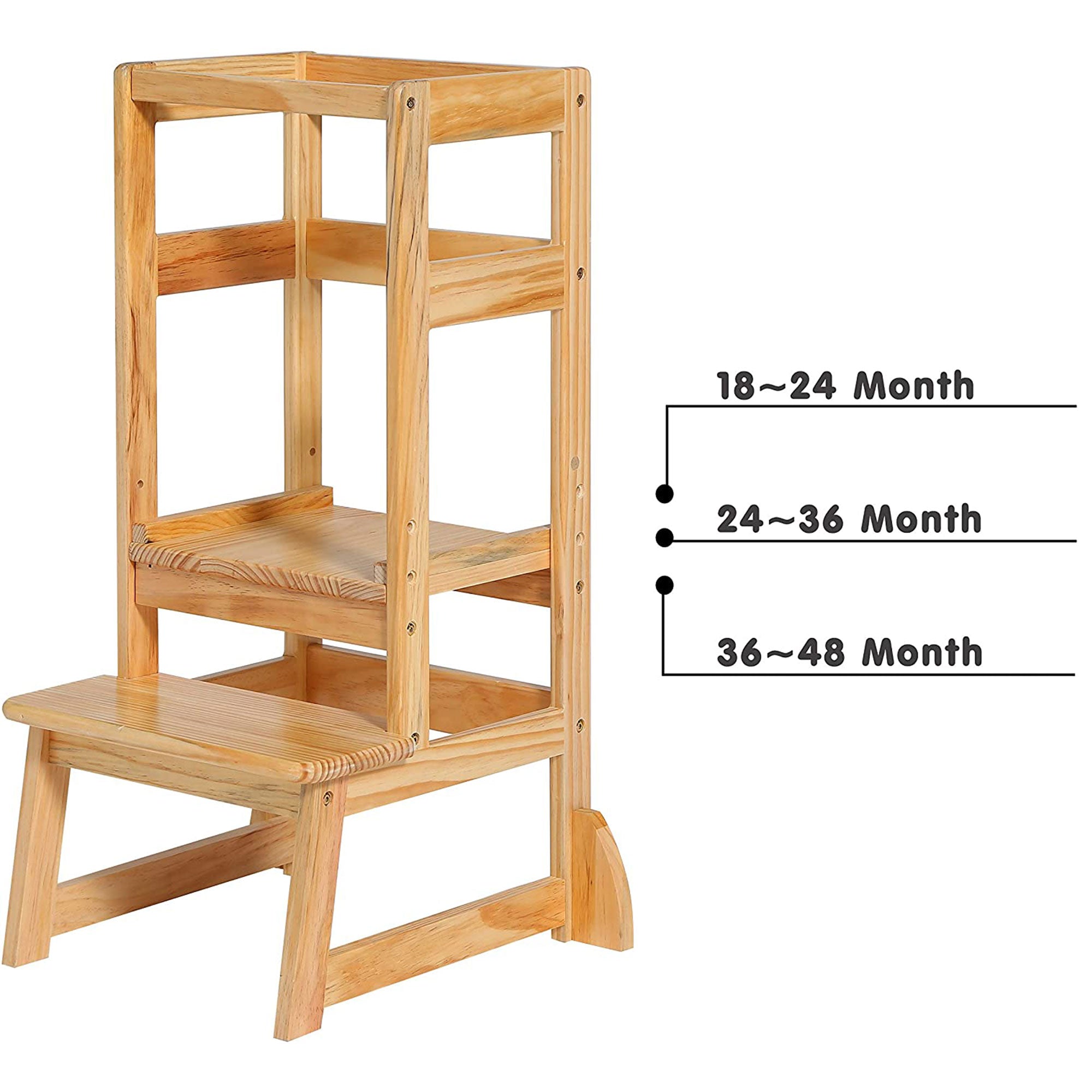 SDADI LT05N Mother's Helper Adjustable Height Kids Kitchen Step Stool, Natural - Smart-nests