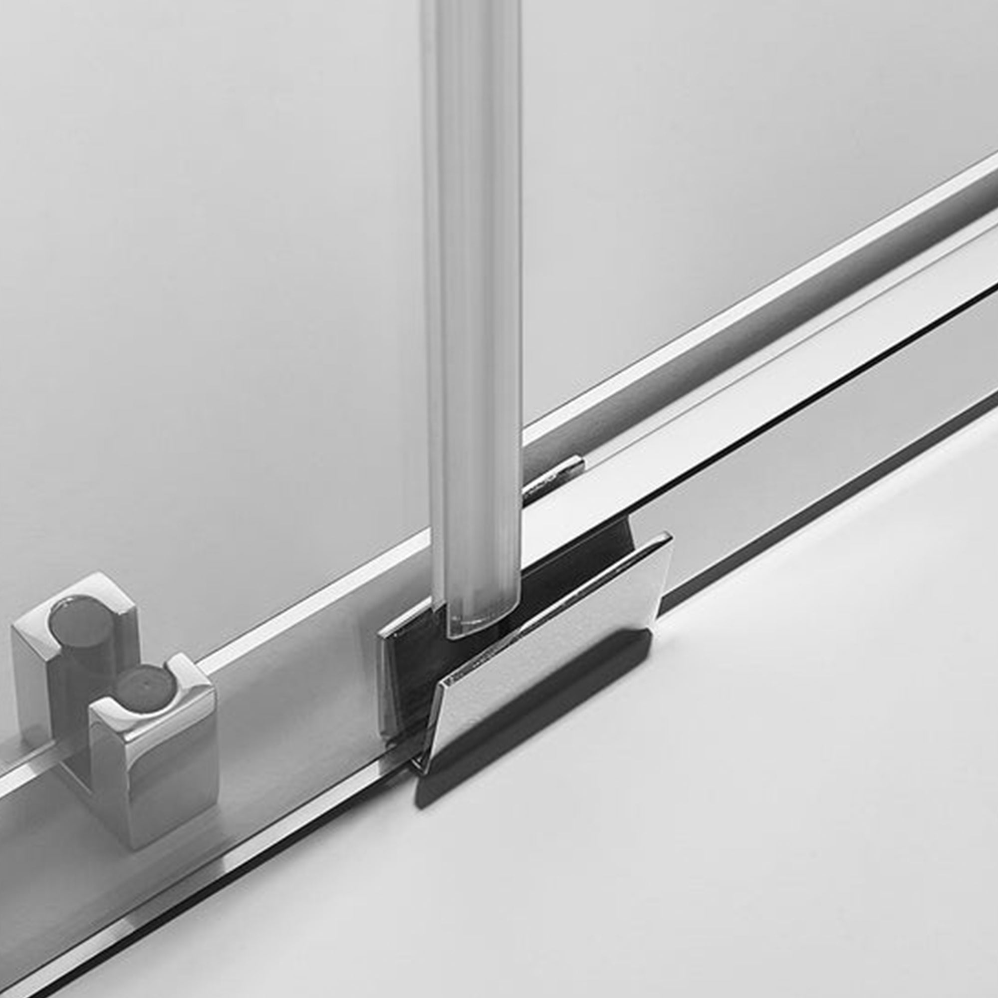 Serene Valley 72 x 74 Inch Square Rail Frameless Sliding Shower Door, Chrome - Smart-nests