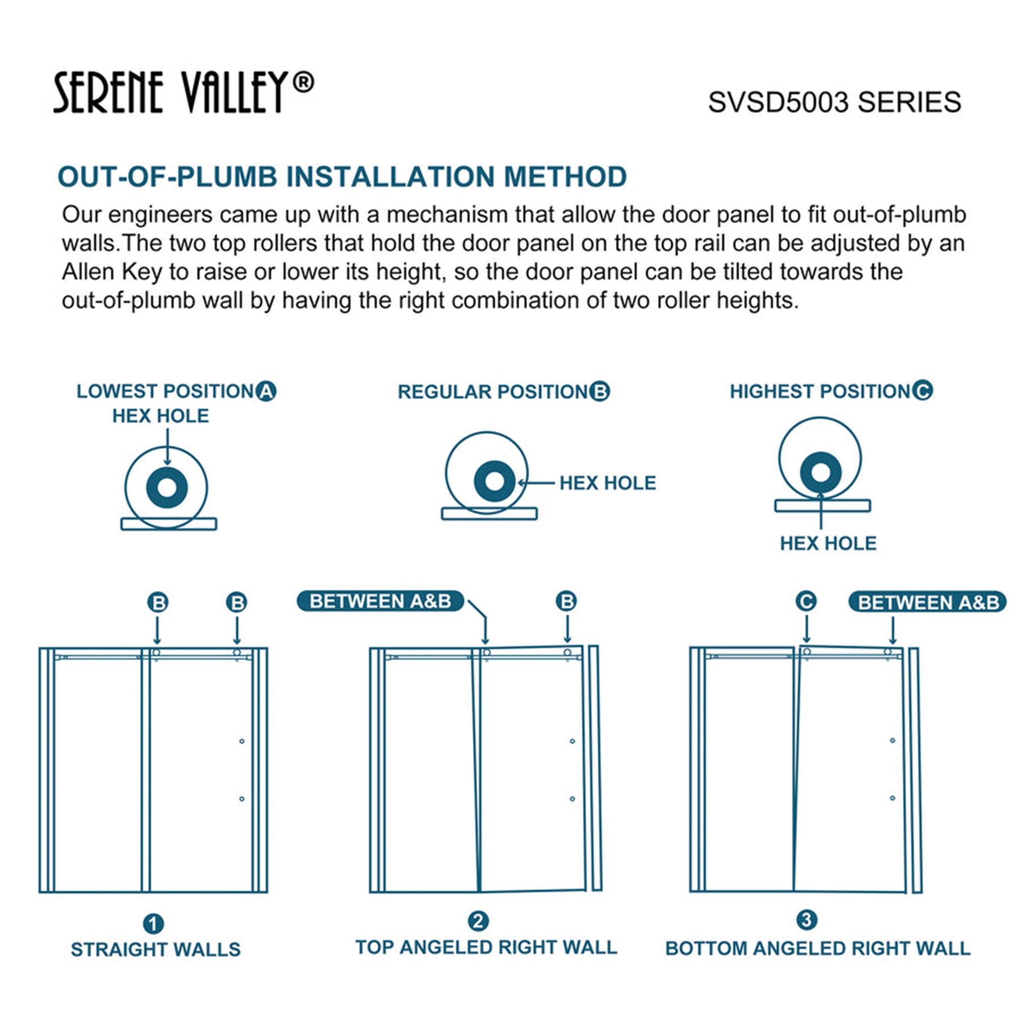 Serene Valley 72 x 74 Inch Square Rail Frameless Sliding Shower Door, Chrome - Smart-nests