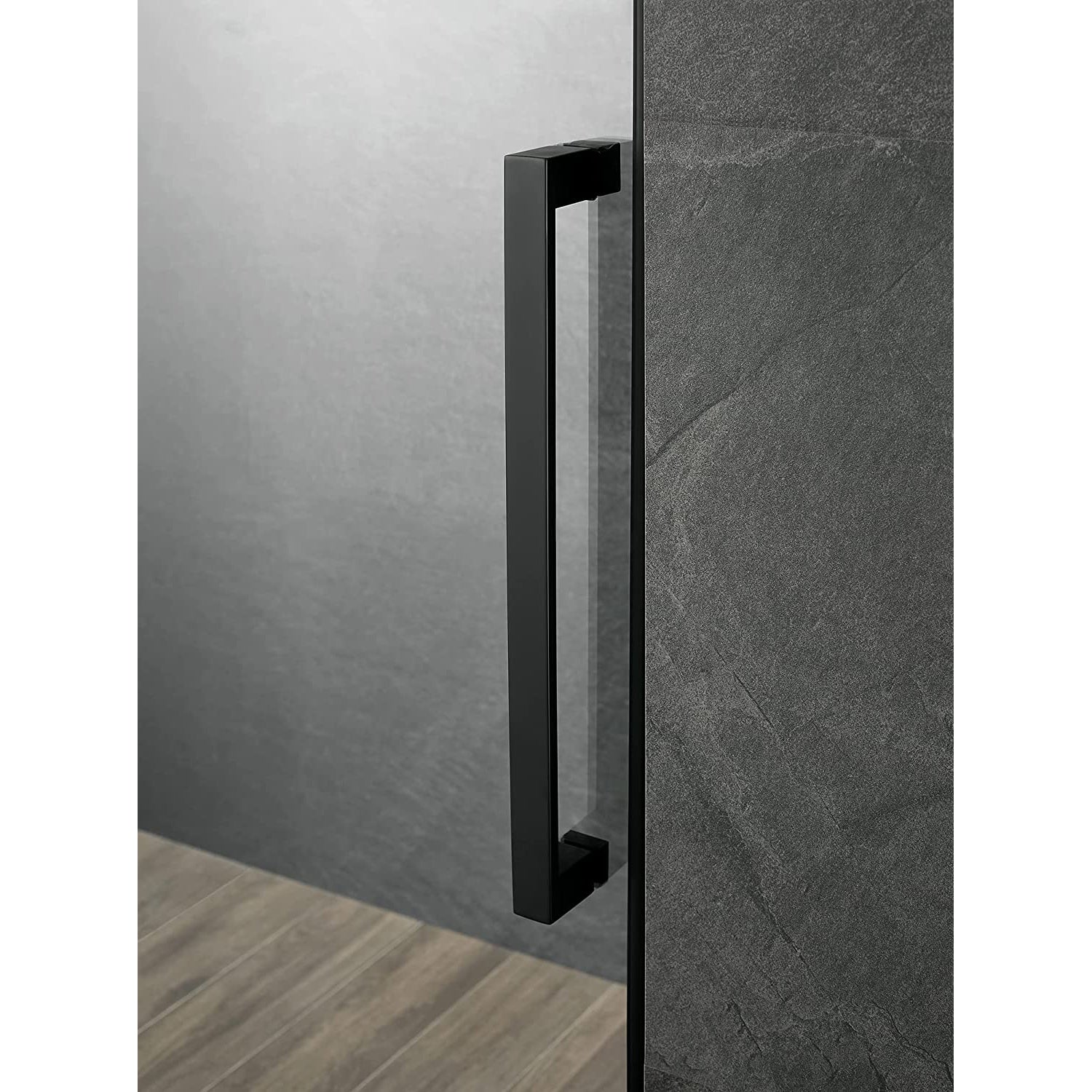 Serene Valley 48 x 74 Inch Square Rail Frameless Sliding Shower Door, Black - Smart-nests