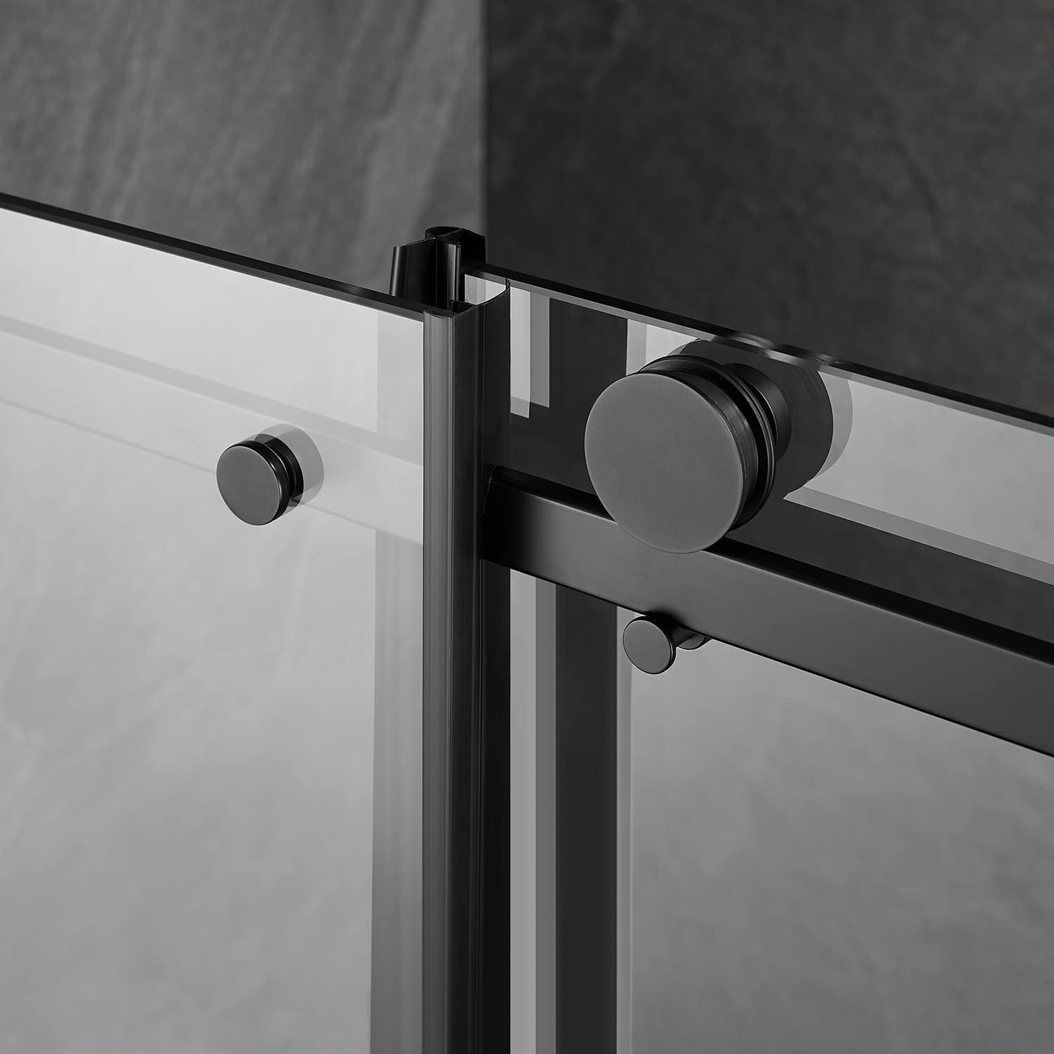 Serene Valley 48 x 74 Inch Square Rail Frameless Sliding Shower Door, Black - Smart-nests