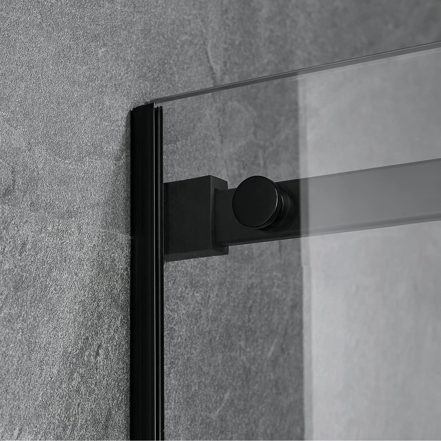 Serene Valley 48 x 74 Inch Square Rail Frameless Sliding Shower Door, Black - Smart-nests
