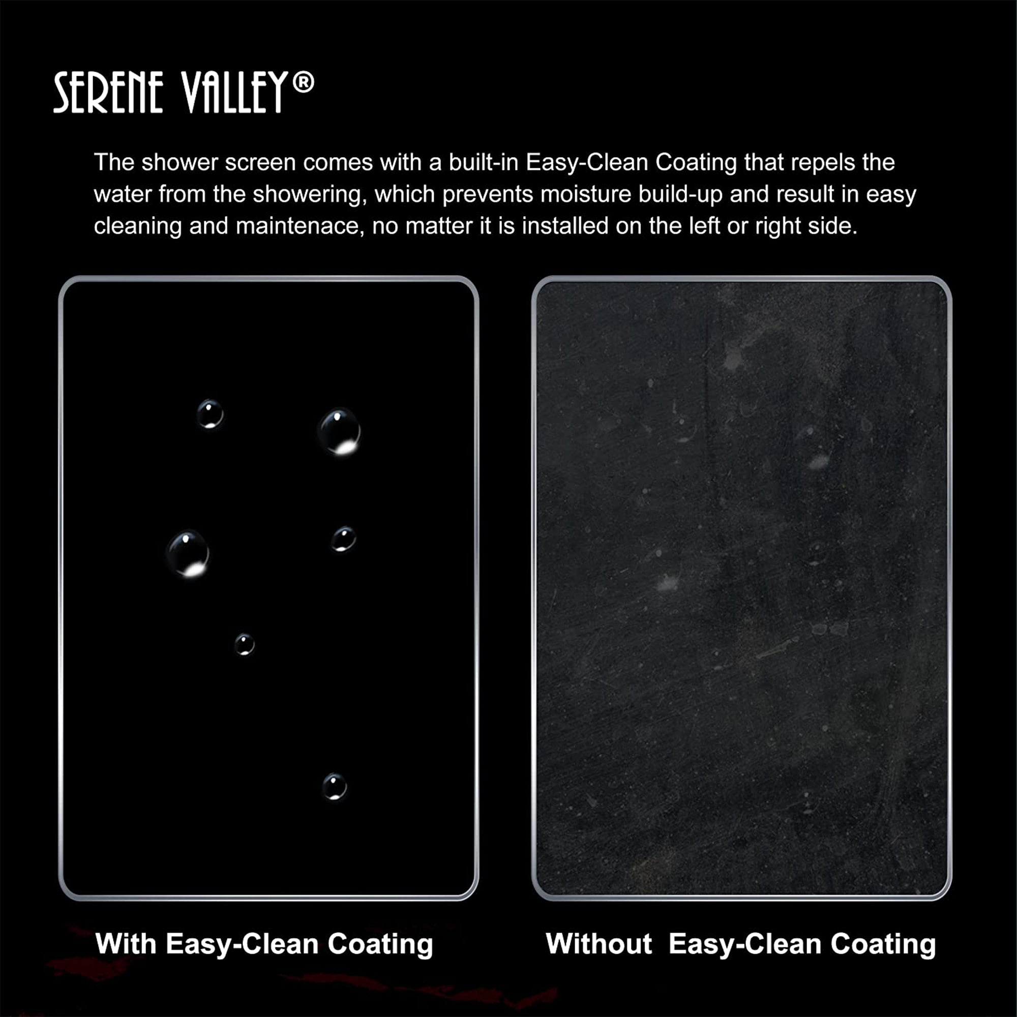 Serene Valley 34 x 72 Inch Tempered Glass Stand Alone Shower Screen, Matte Black - Smart-nests
