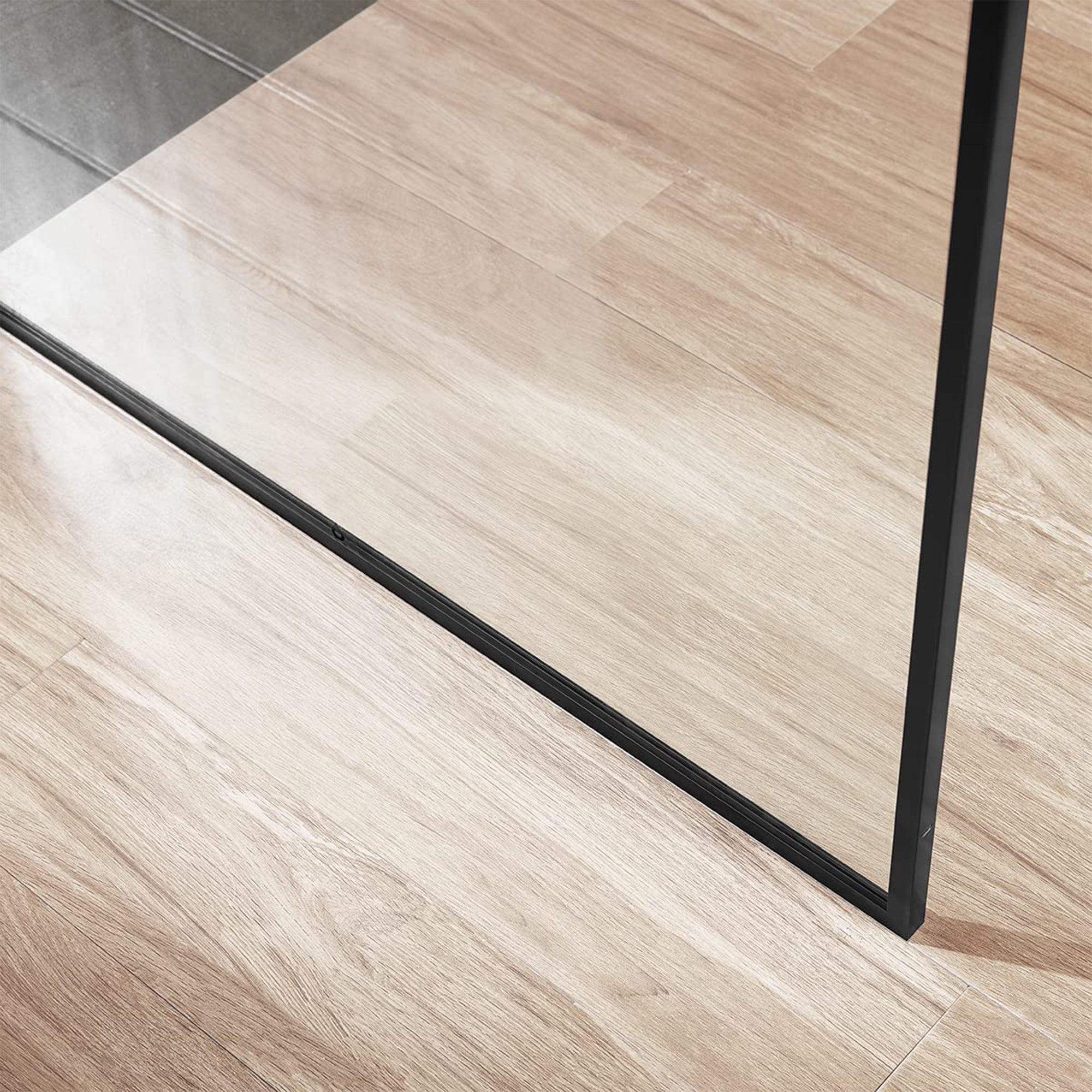 Serene Valley 34 x 72 Inch Tempered Glass Stand Alone Shower Screen, Matte Black - Smart-nests