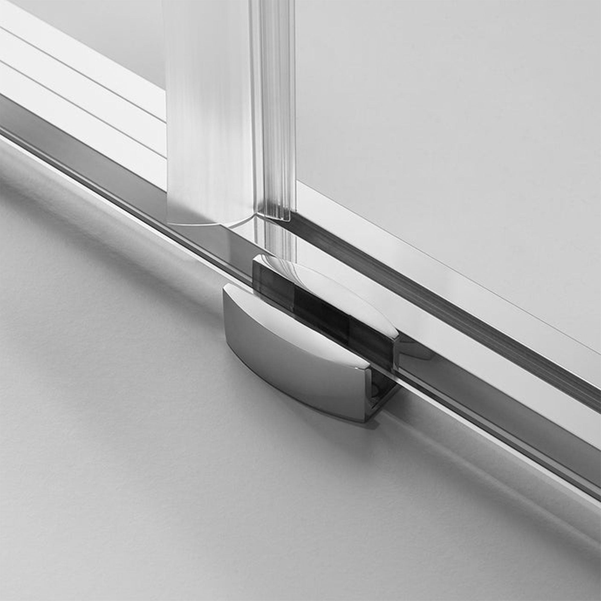 Serene Valley 60 x 66 Inch Square Rail Frameless Sliding Shower Door, Chrome - Smart-nests