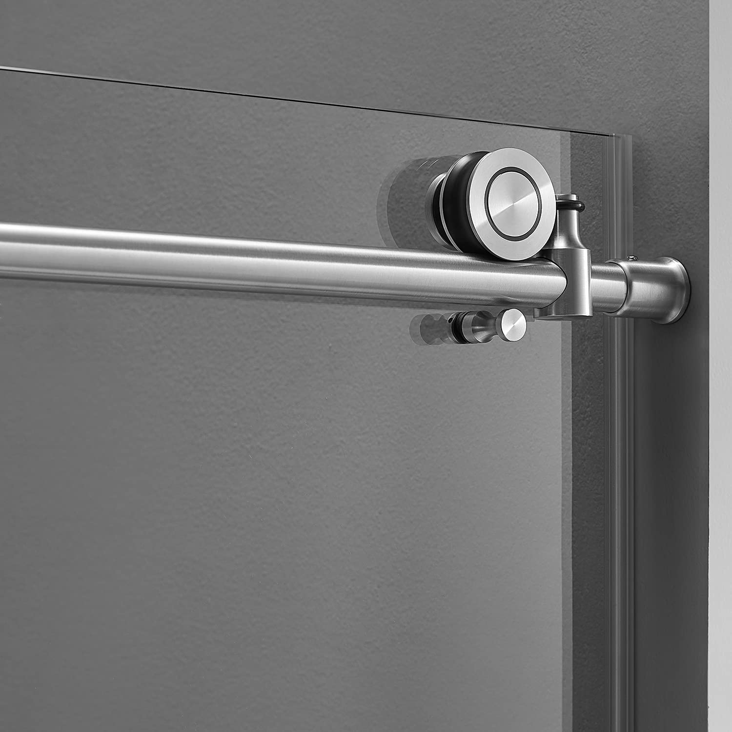 Serene Valley 60 x 66" Big Roller Frameless Sliding Shower Door, Brushed Nickel - Smart-nests