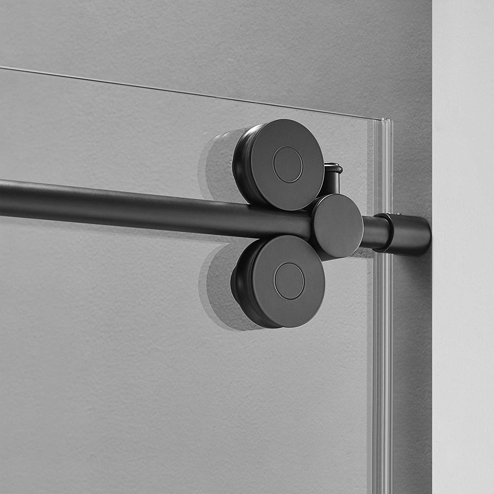 Serene Valley 56 x 74 Inch Big Roller Frameless Sliding Shower Door, Matte Black - Smart-nests