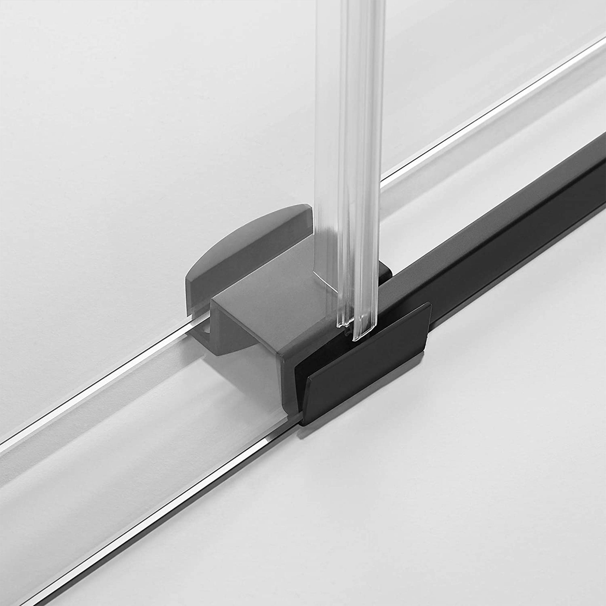 Serene Valley 56 x 74 Inch Big Roller Frameless Sliding Shower Door, Matte Black - Smart-nests