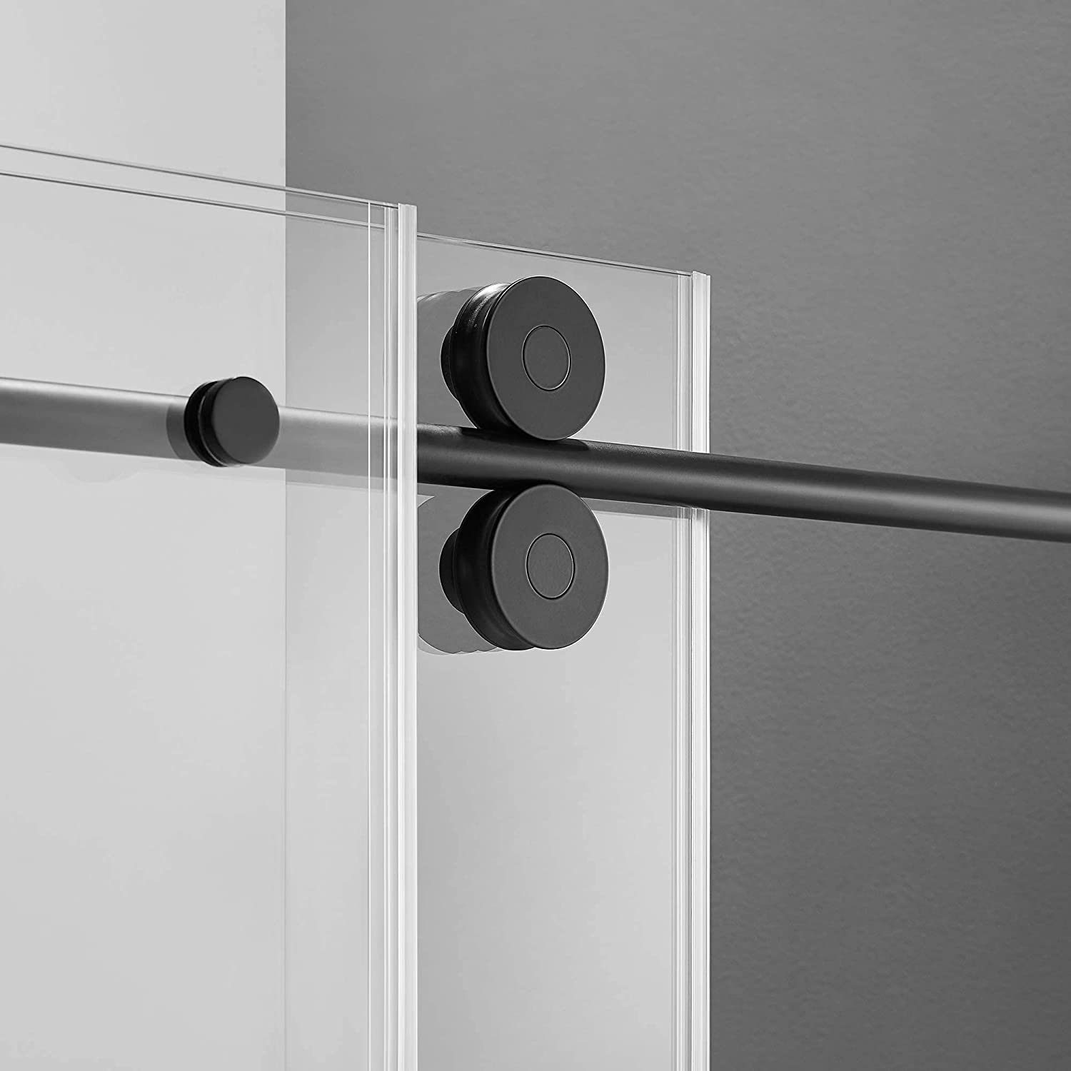 Serene Valley 60 x 74 Inch Big Roller Frameless Sliding Shower Door, Matte Black - Smart-nests