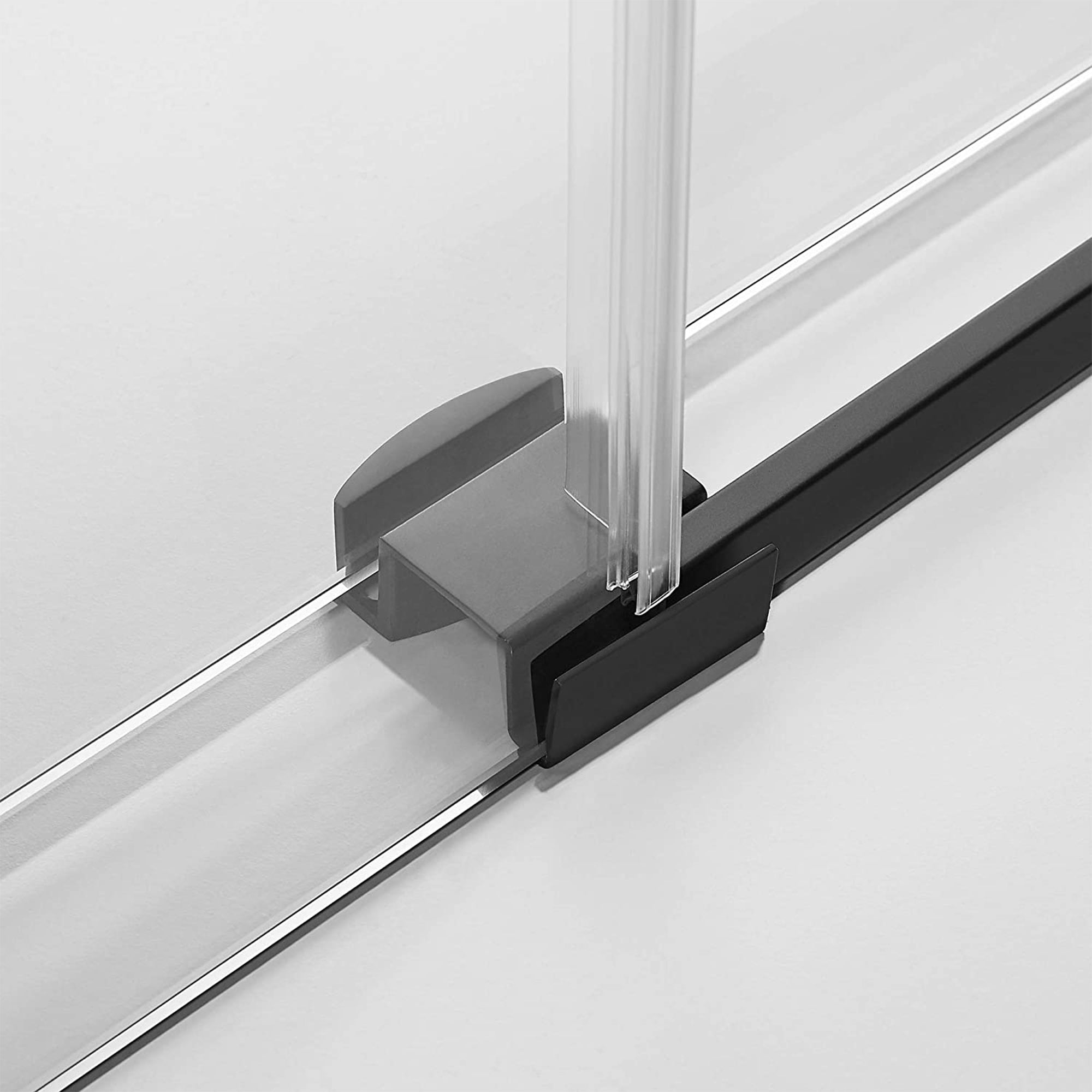 Serene Valley 52 x 74 Inch Big Roller Frameless Sliding Shower Door, Matte Black - Smart-nests