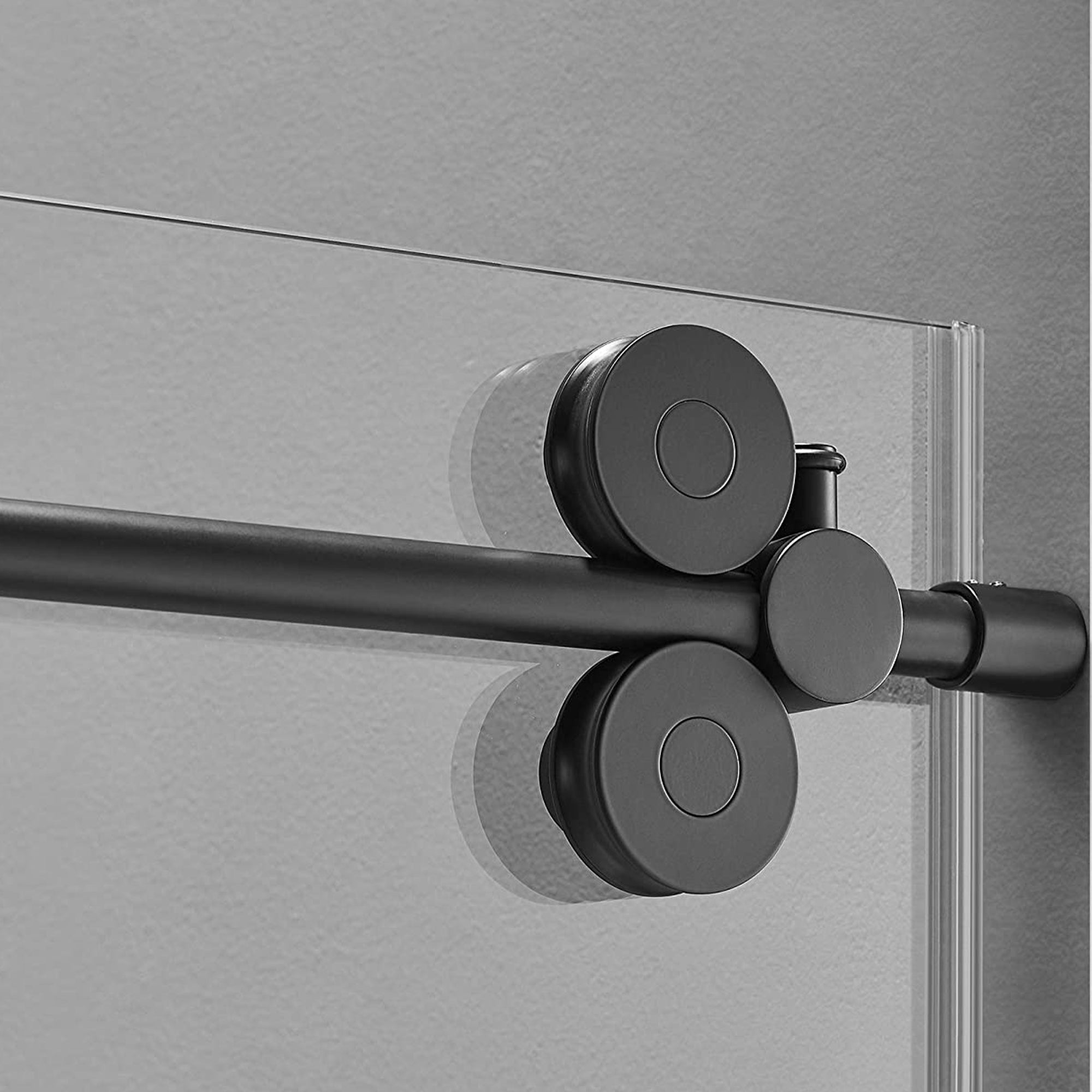 Serene Valley 52 x 74 Inch Big Roller Frameless Sliding Shower Door, Matte Black - Smart-nests