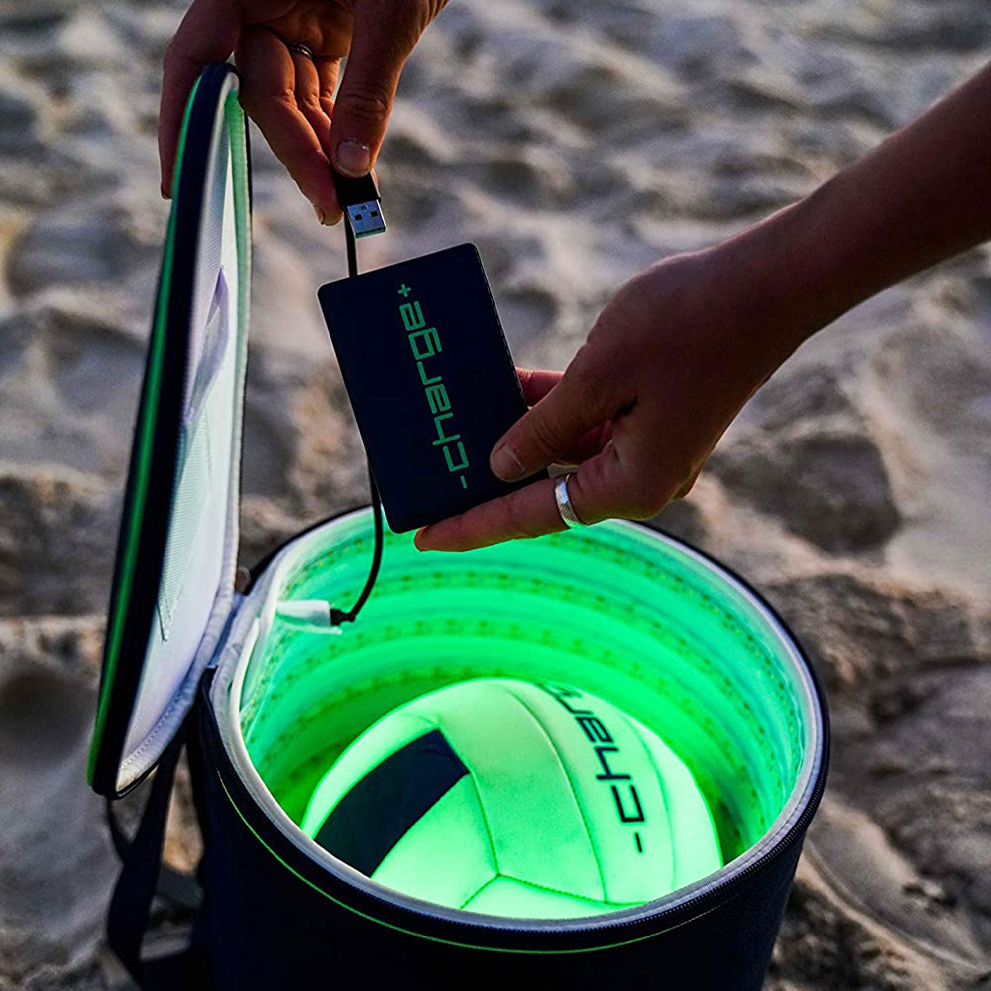 Chargeball Glow In The Dark Volleyball PRO Kit with LED Charging & Carrying Bag - Smart-nests