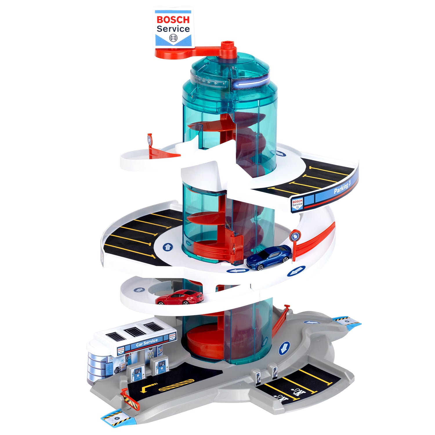 Theo Klein Bosch Car Service Helix Shaped Parking Garage Toy for Kids 3 and Up - Smart-nests