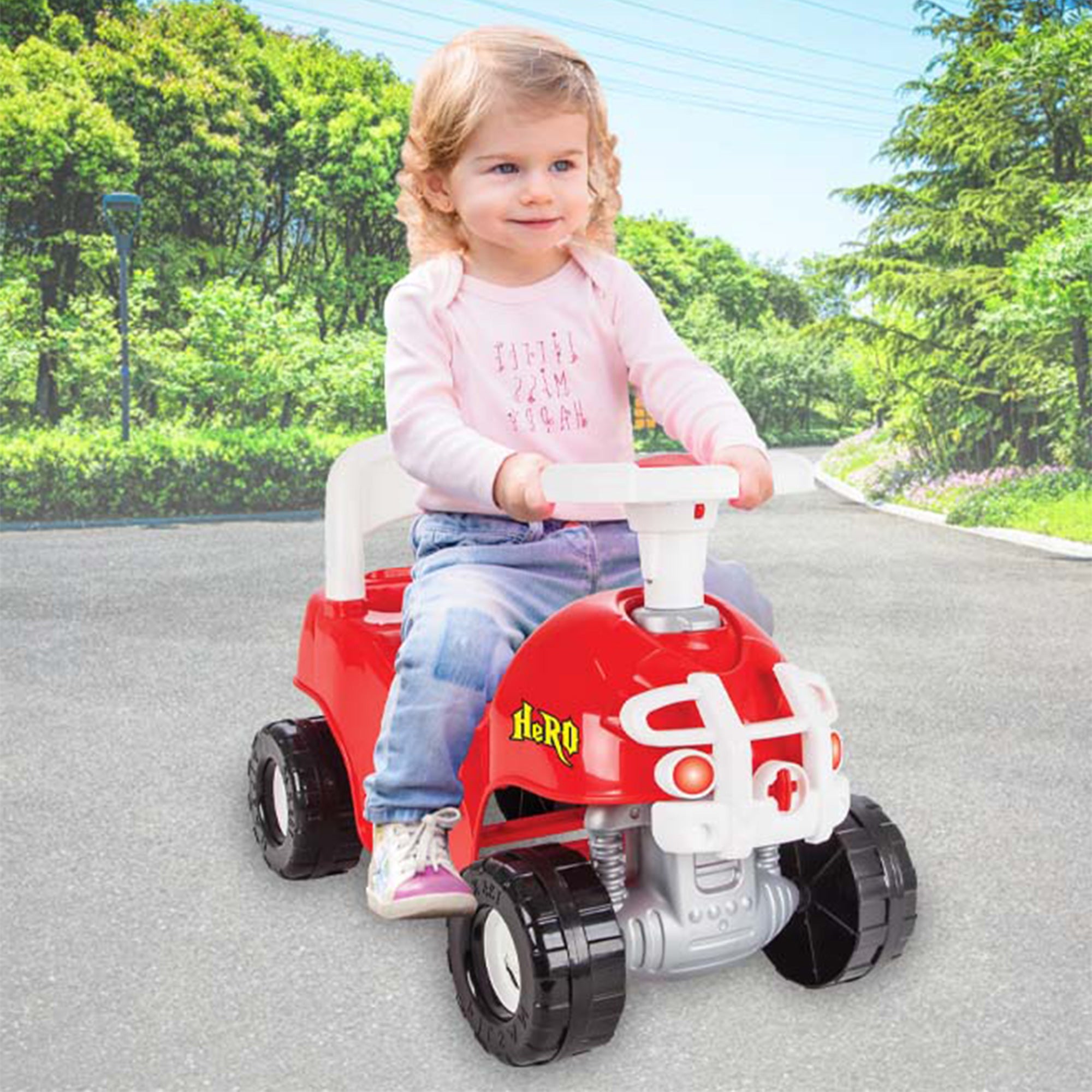 Pilsan Hero ATV Pedalless Ride On Kids Toy w/ Horn for Ages 36 Months & Up, Red - Smart-nests