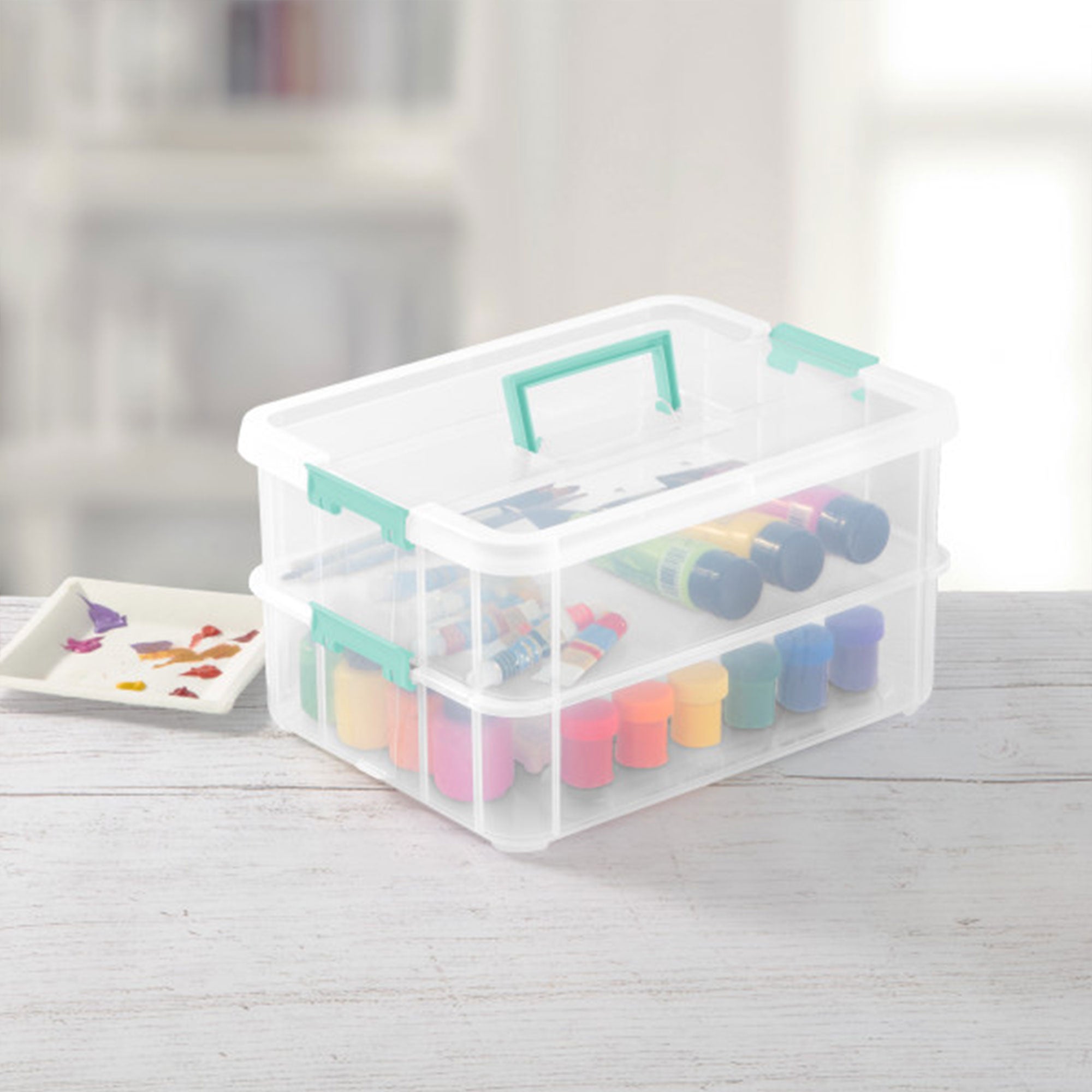 Sterilite Stack and Carry 2 Layer Handle Box Stackable Storage Container, 4 Pack - Smart-nests