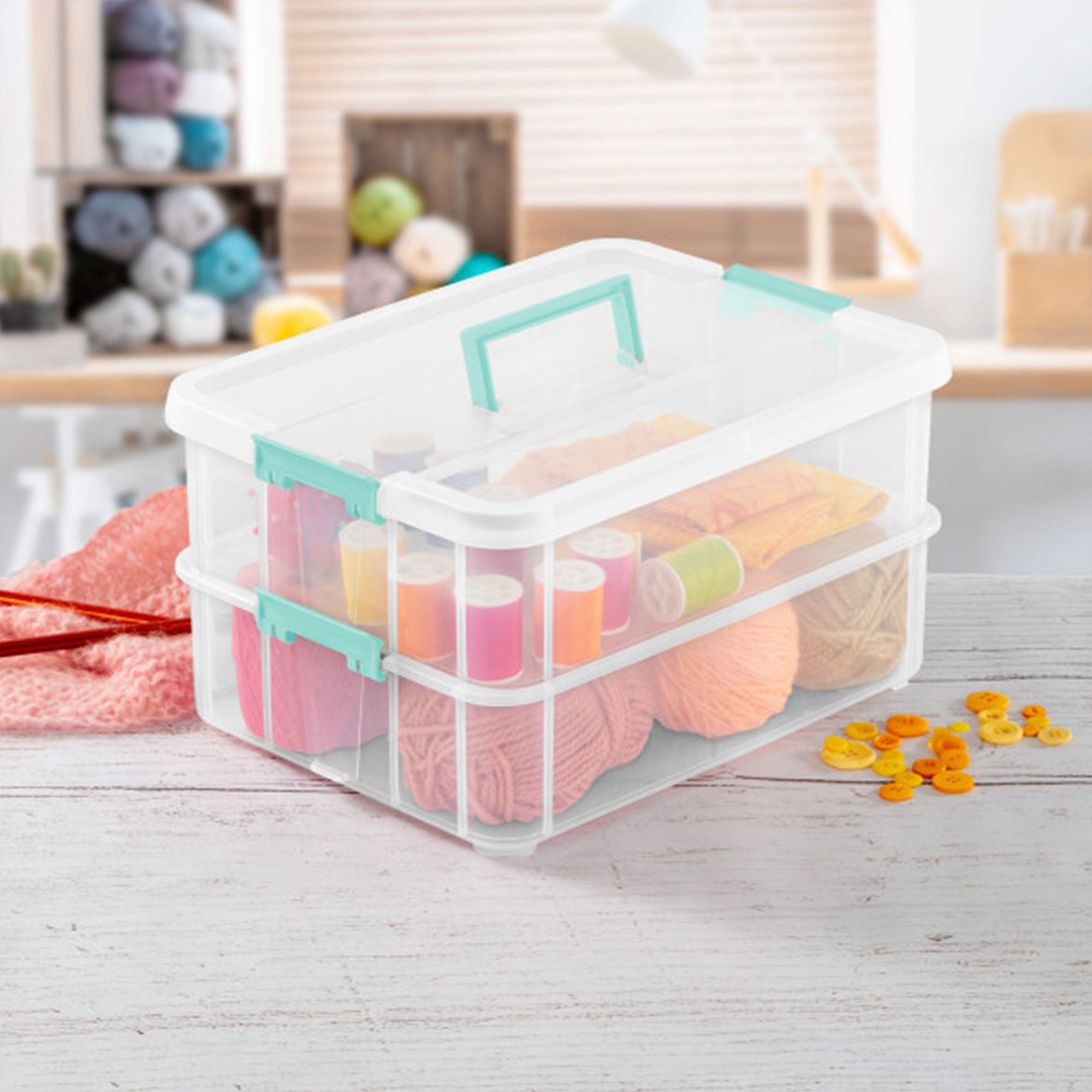 Sterilite Stack and Carry 2 Layer Handle Box Stackable Storage Container, 4 Pack - Smart-nests