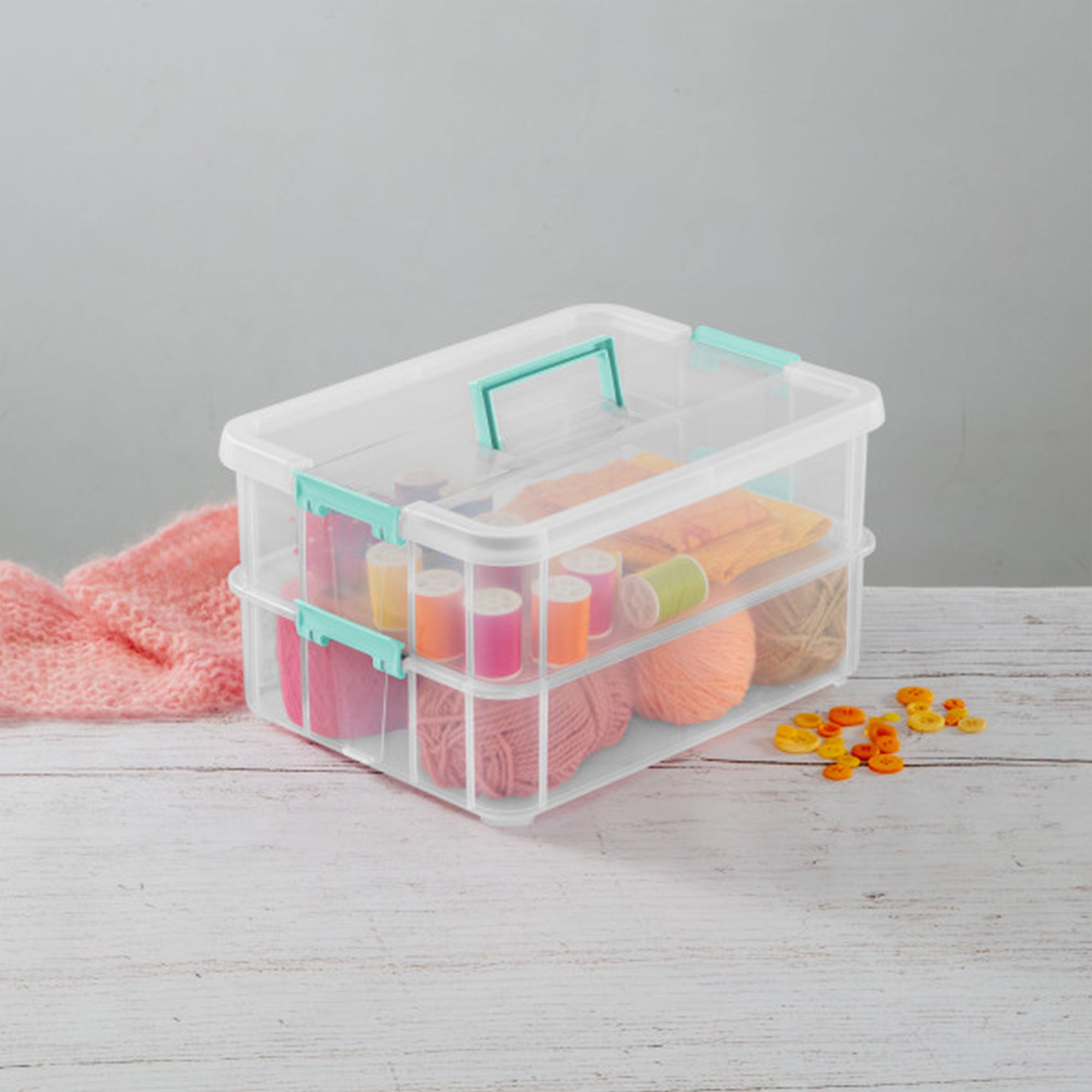 Sterilite Stack and Carry 2 Layer Handle Box Stackable Storage Container, 4 Pack - Smart-nests