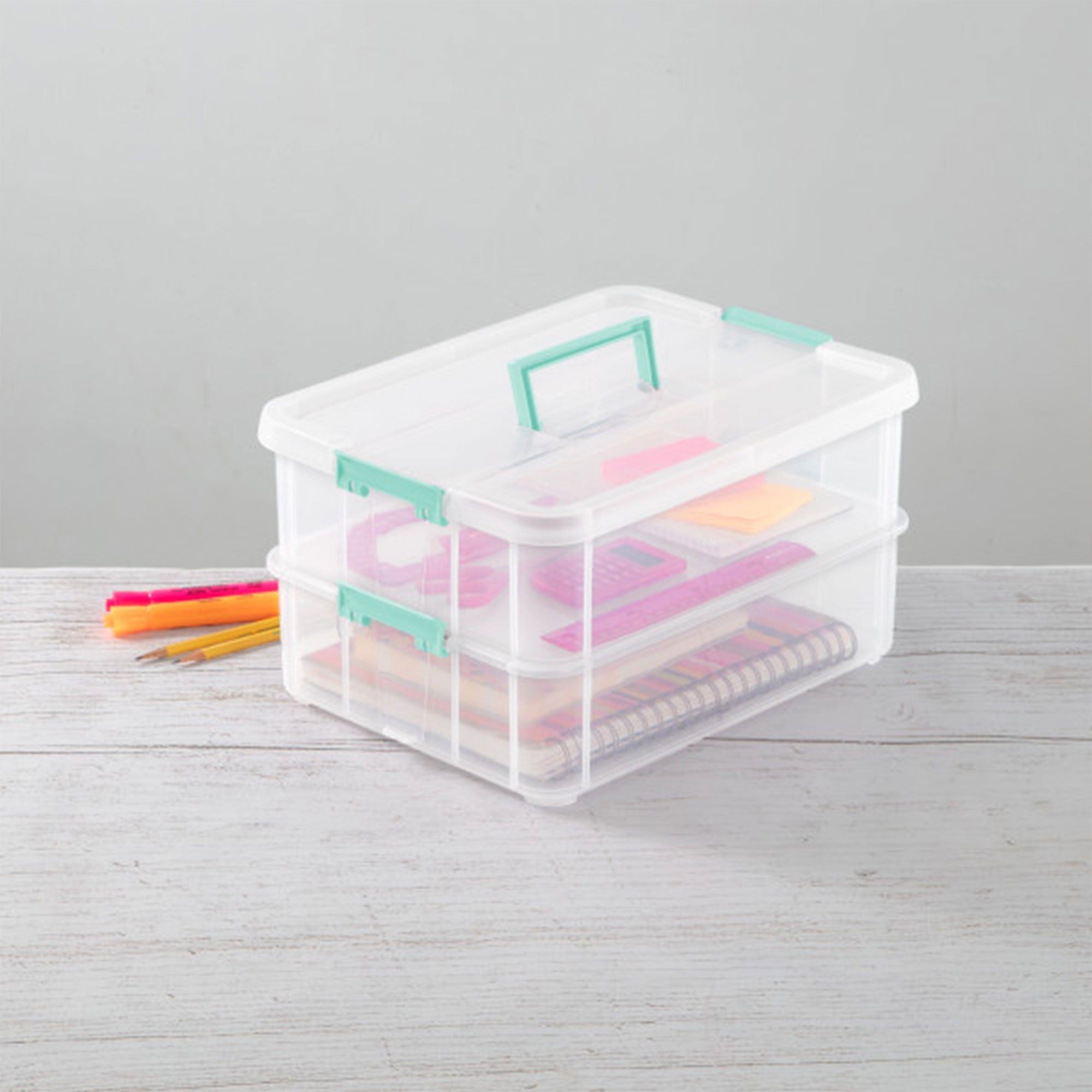 Sterilite Stack and Carry 2 Layer Handle Box Stackable Storage Container, 4 Pack - Smart-nests