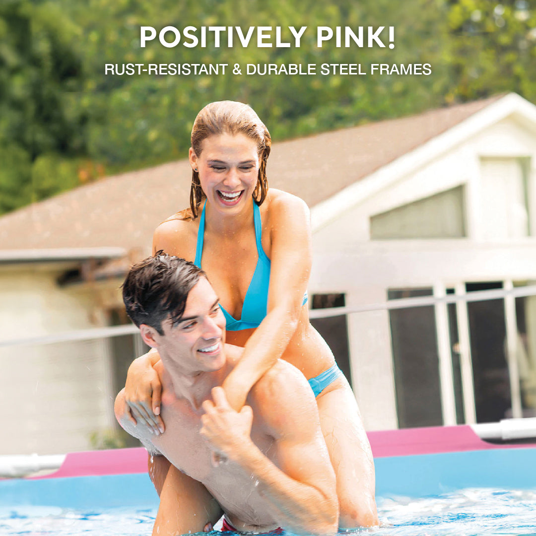 Intex 28290EH 8ft x 30in Round Metal Frame Above Ground Swimming Pool, Pink - Smart-nests