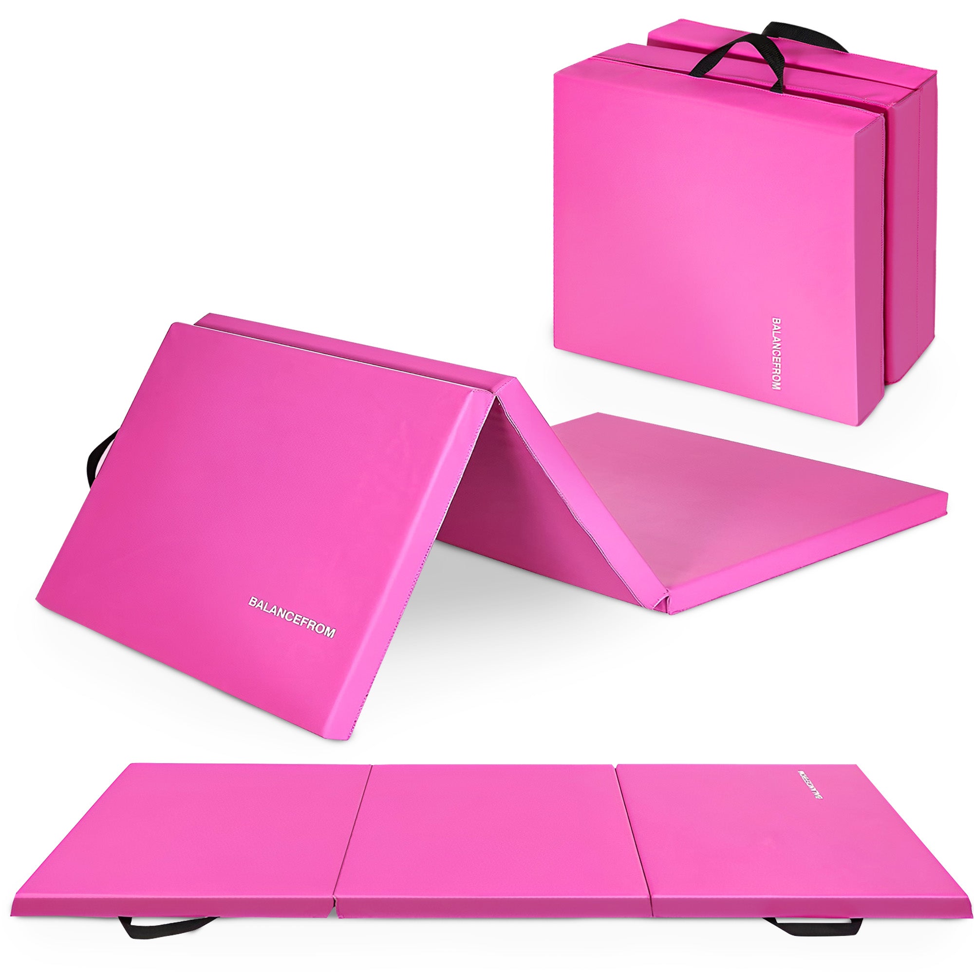BalanceFrom Fitness GoGym 2 Inch Thick Tri Fold Folding Gymnastics Mat, Pink - Smart-nests