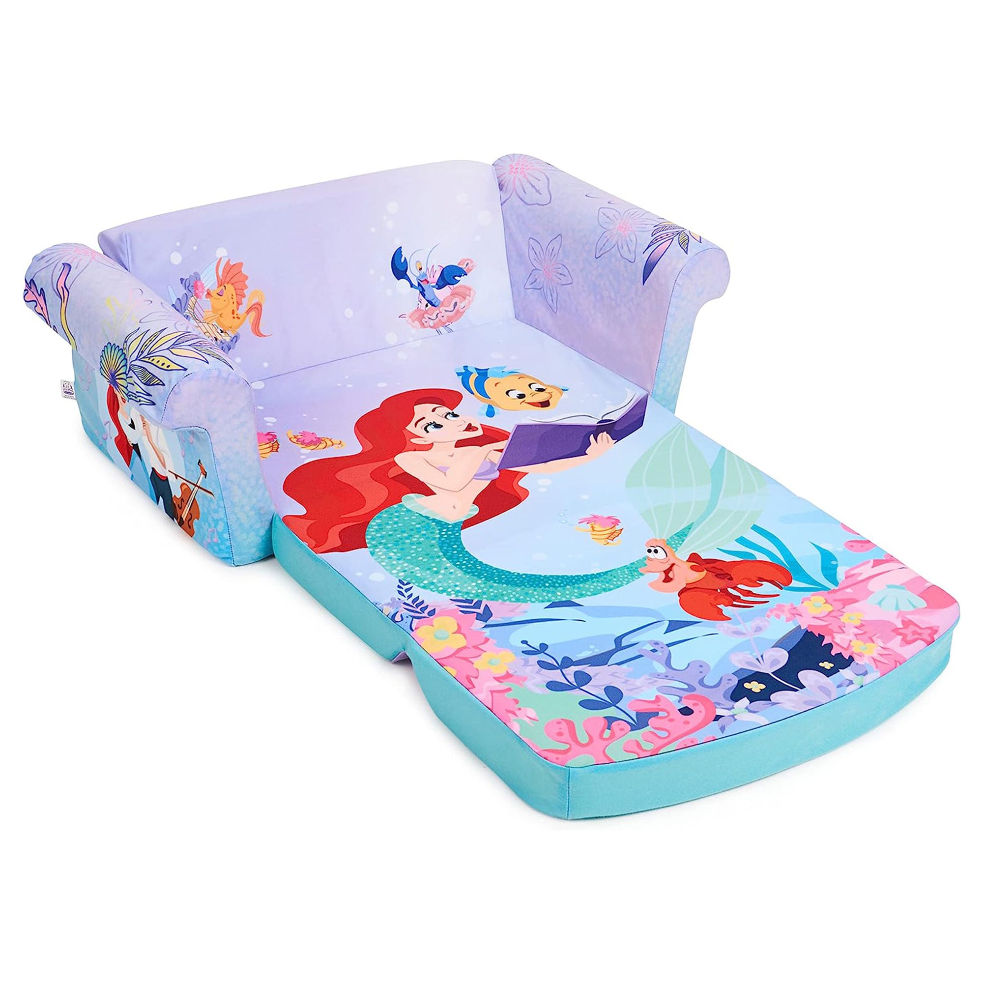 Marshmallow Furniture Kids 2-in-1 Flip Open Foam Sofa Bed, The Little Mermaid - Smart-nests