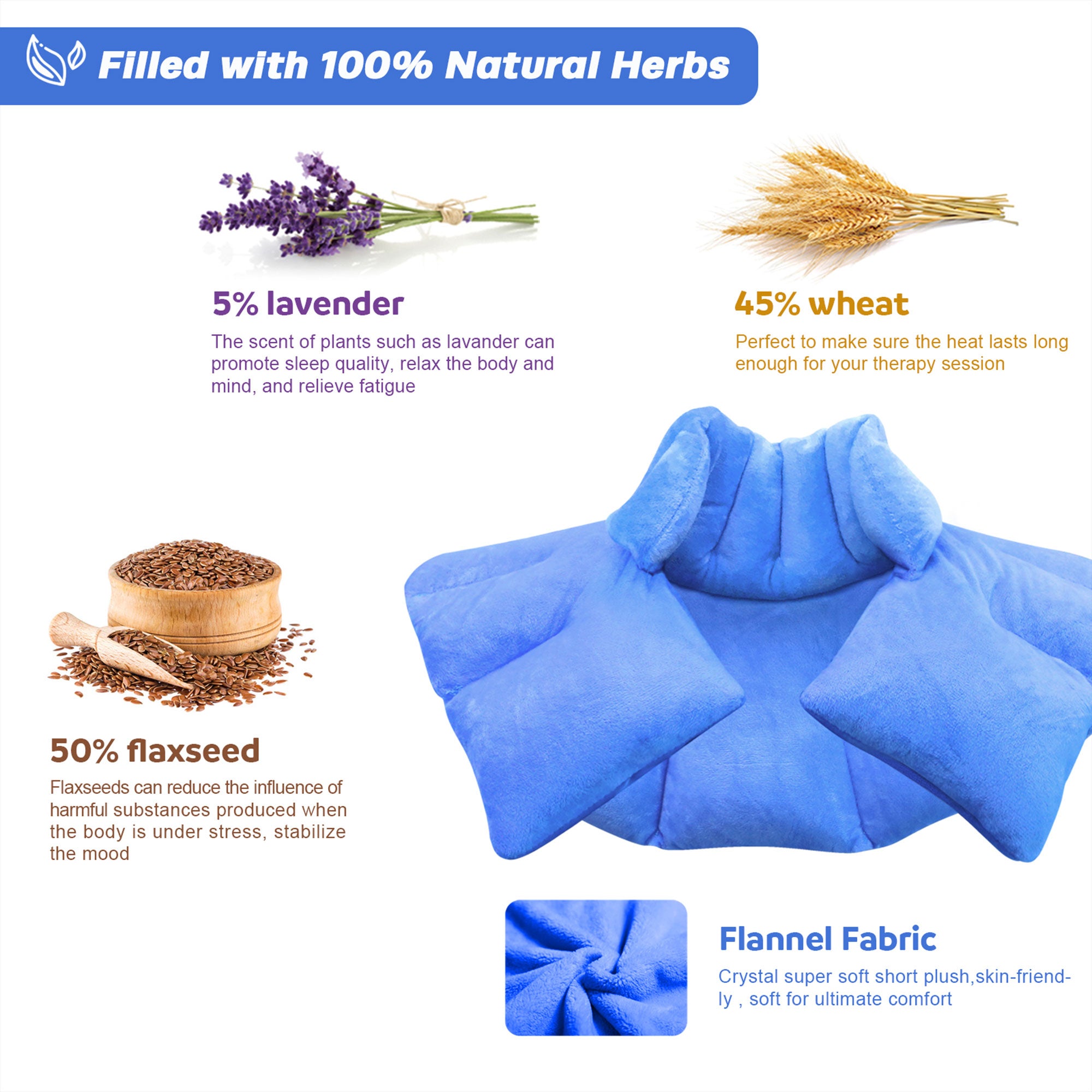 Nalax Neck & Shoulder Microwave Heating Pad with Lavender Aromatherapy, Blue - Smart-nests