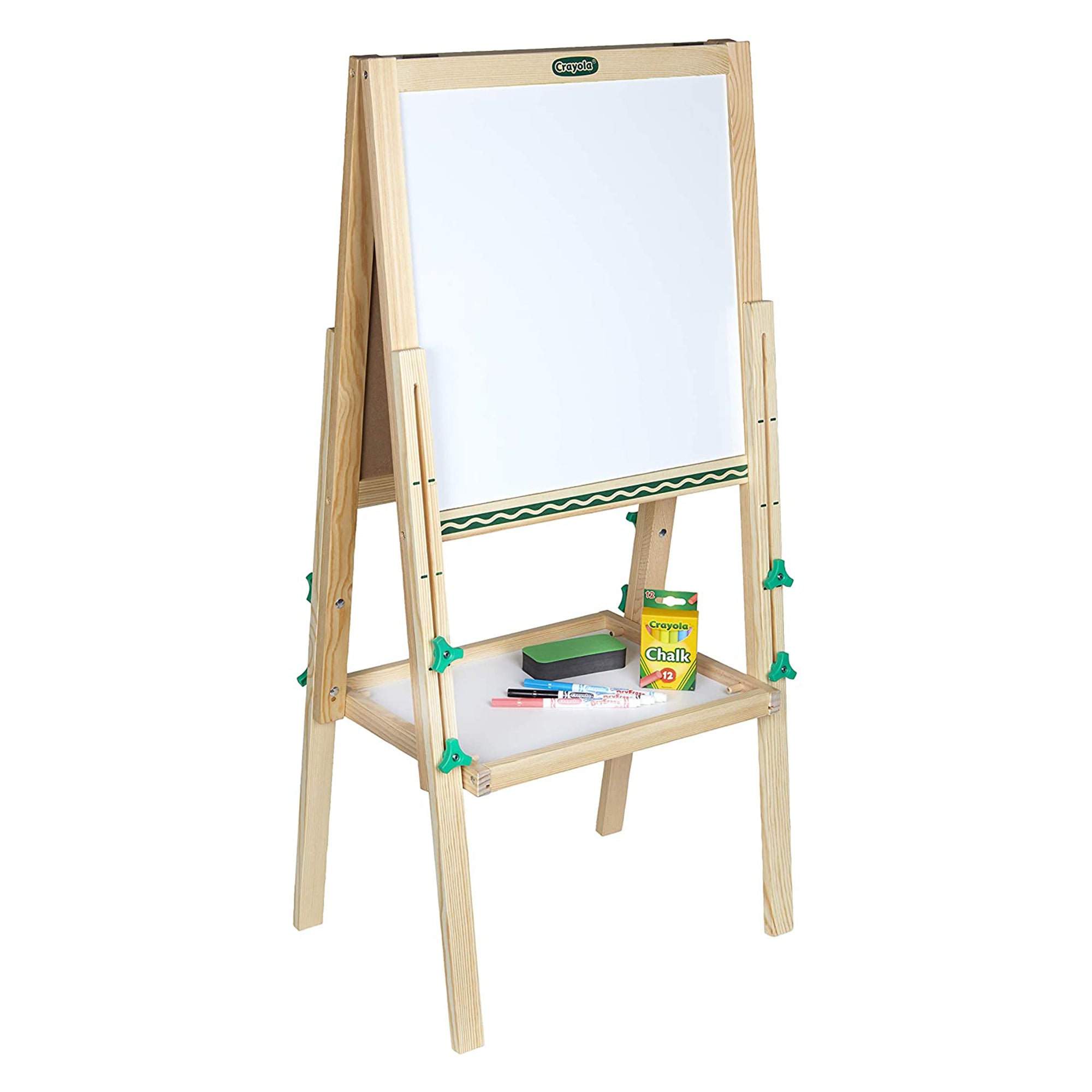 Crayola Kids Mini Dual Sided Wooden Art Easel w/ Chalkboard & Dry Erase Supplies - Smart-nests