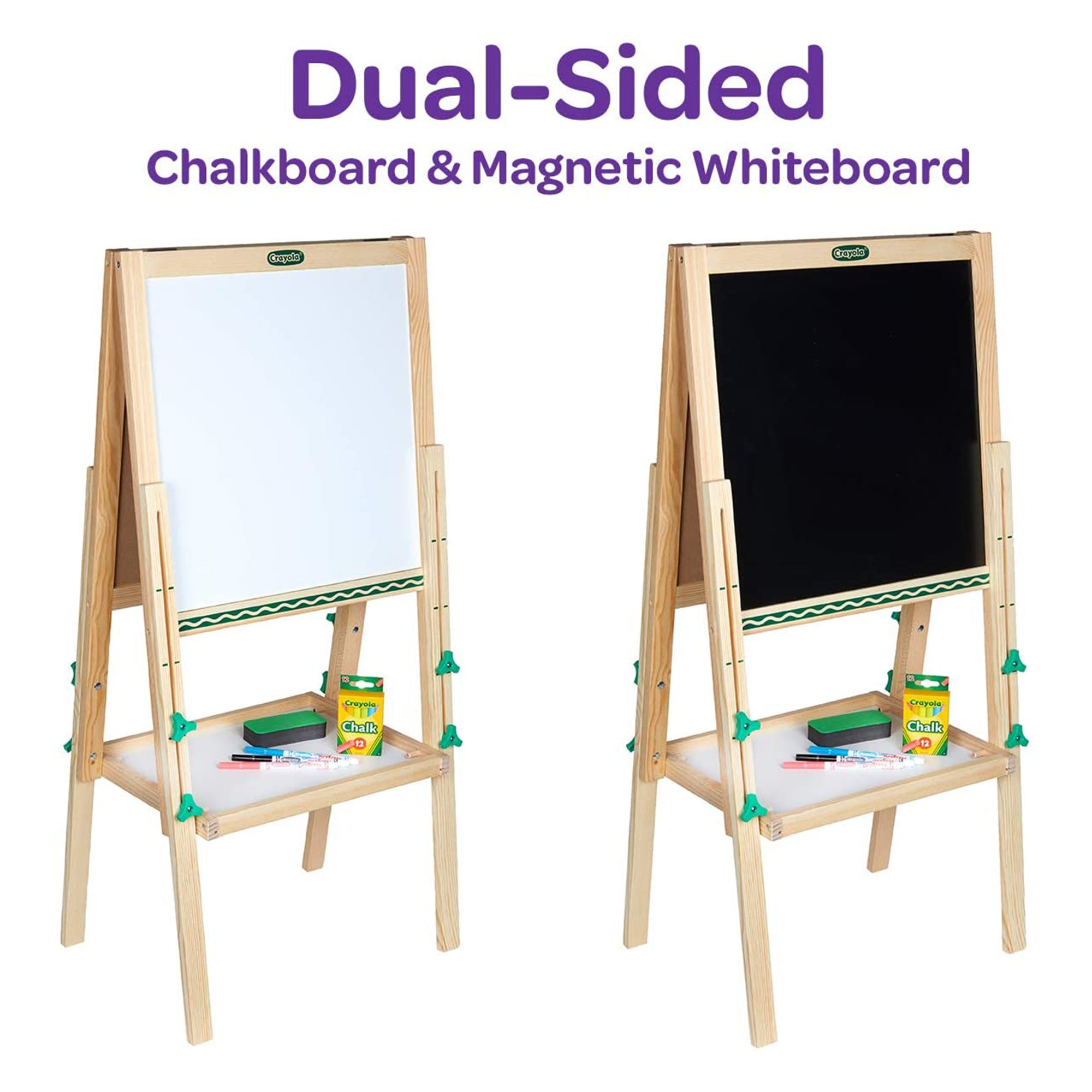 Crayola Kids Mini Dual Sided Wooden Art Easel w/ Chalkboard & Dry Erase Supplies - Smart-nests