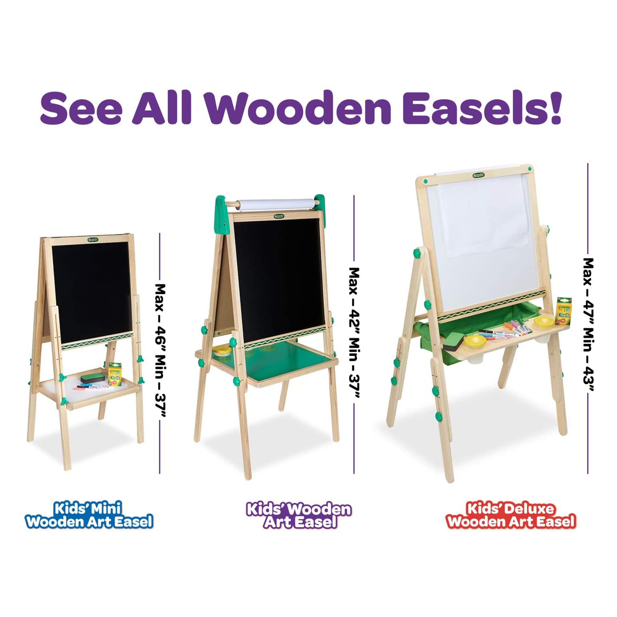 Crayola Kids Mini Dual Sided Wooden Art Easel w/ Chalkboard & Dry Erase Supplies - Smart-nests
