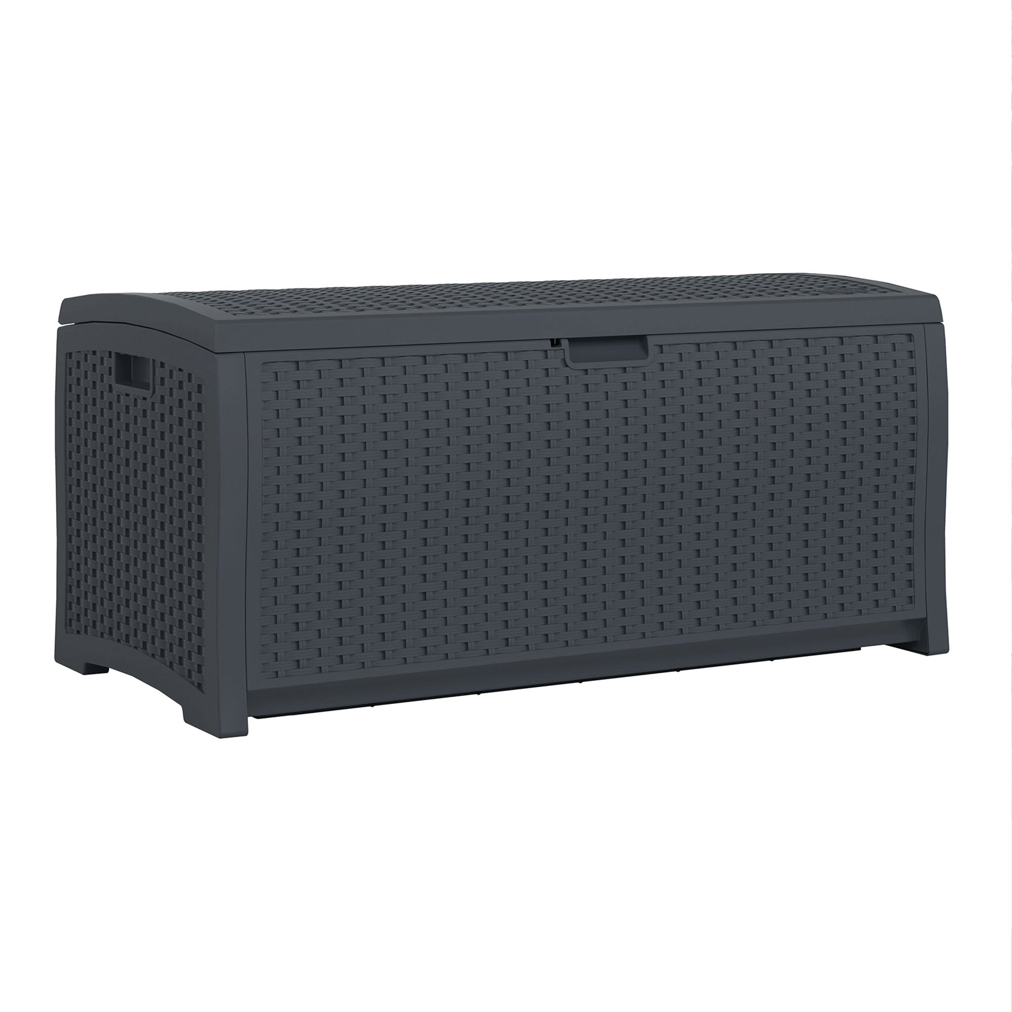 Suncast 73 Gallon Resin Wicker Outdoor Patio Storage Deck Box, Cyberspace - Smart-nests
