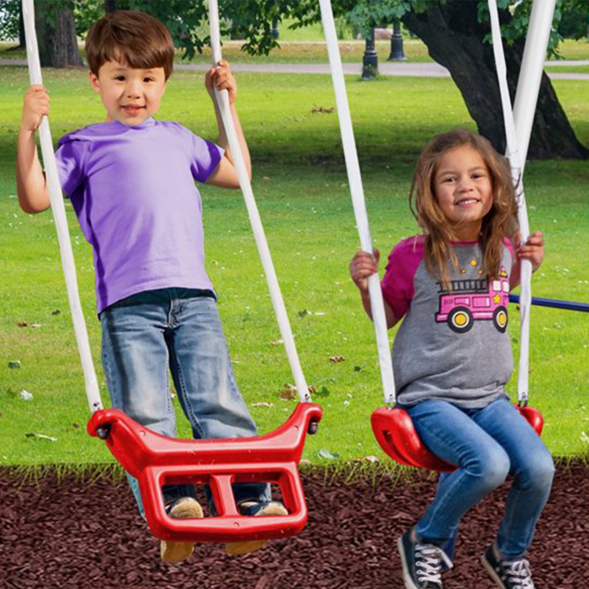 XDP Recreation Freedom Fun Play Swing Set w/See Saw, Super Disc, Swings, & Slide - Smart-nests