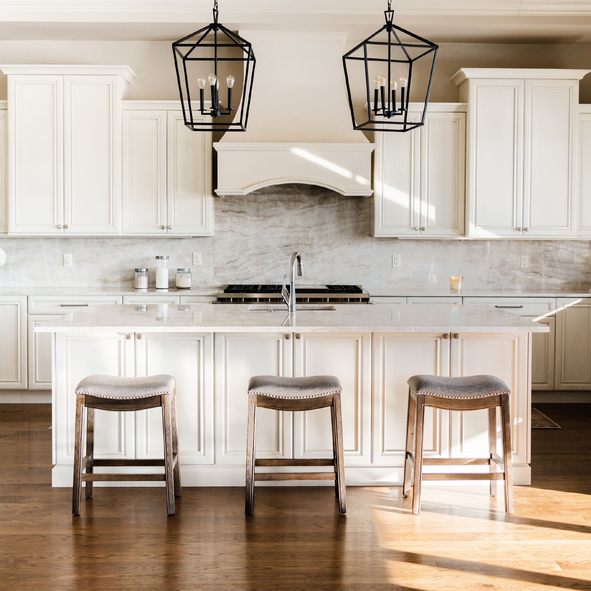 Maven Lane Adrien Backless Saddle Kitchen Counter Stool in Walnut Finish w/ Grey Fabric Upholstery - Smart-nests