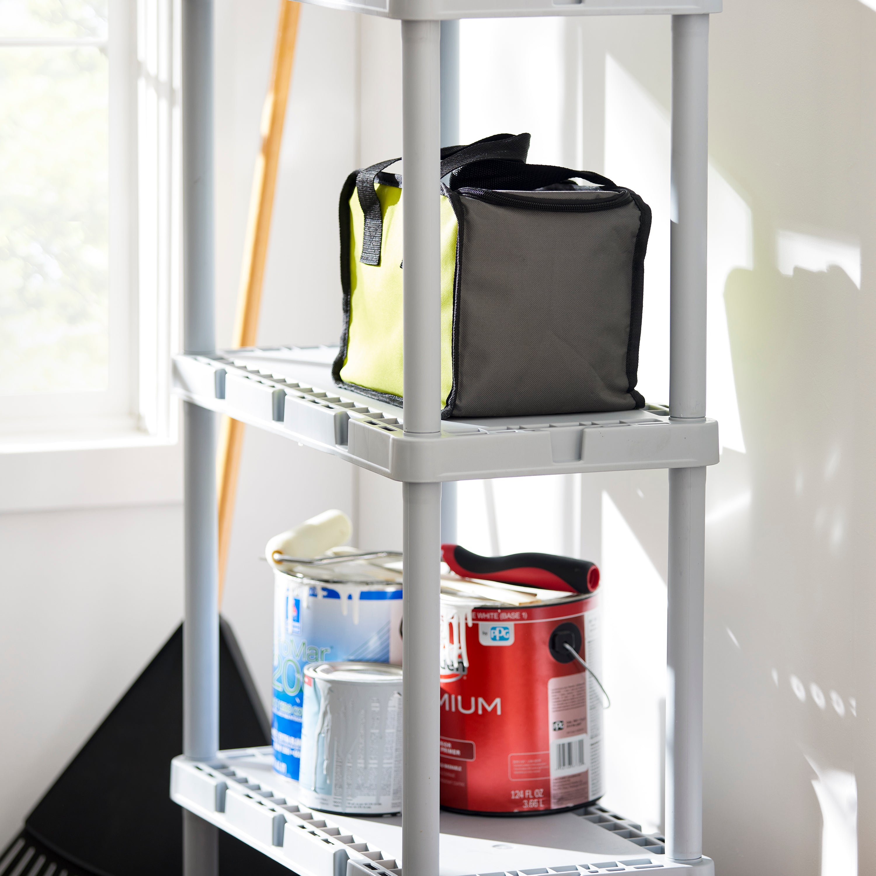 Gracious Living 4 Shelf Knect-A-Shelf Fixed Height Solid Light Duty Storage,Grey - Smart-nests