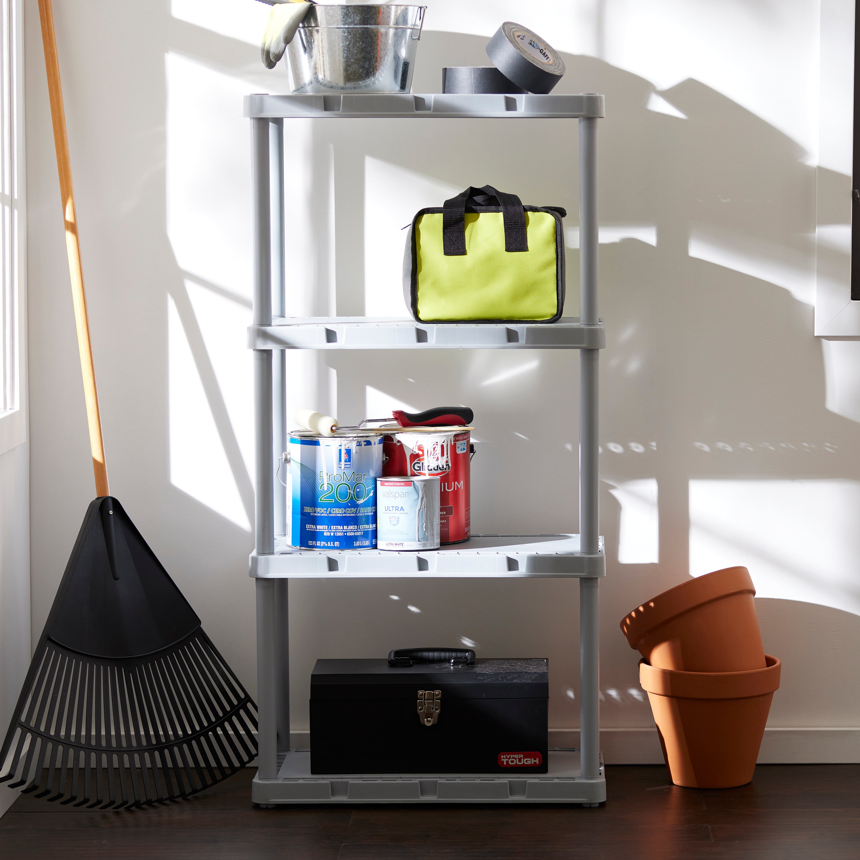 Gracious Living 4 Shelf Knect-A-Shelf Fixed Height Solid Light Duty Storage,Grey - Smart-nests