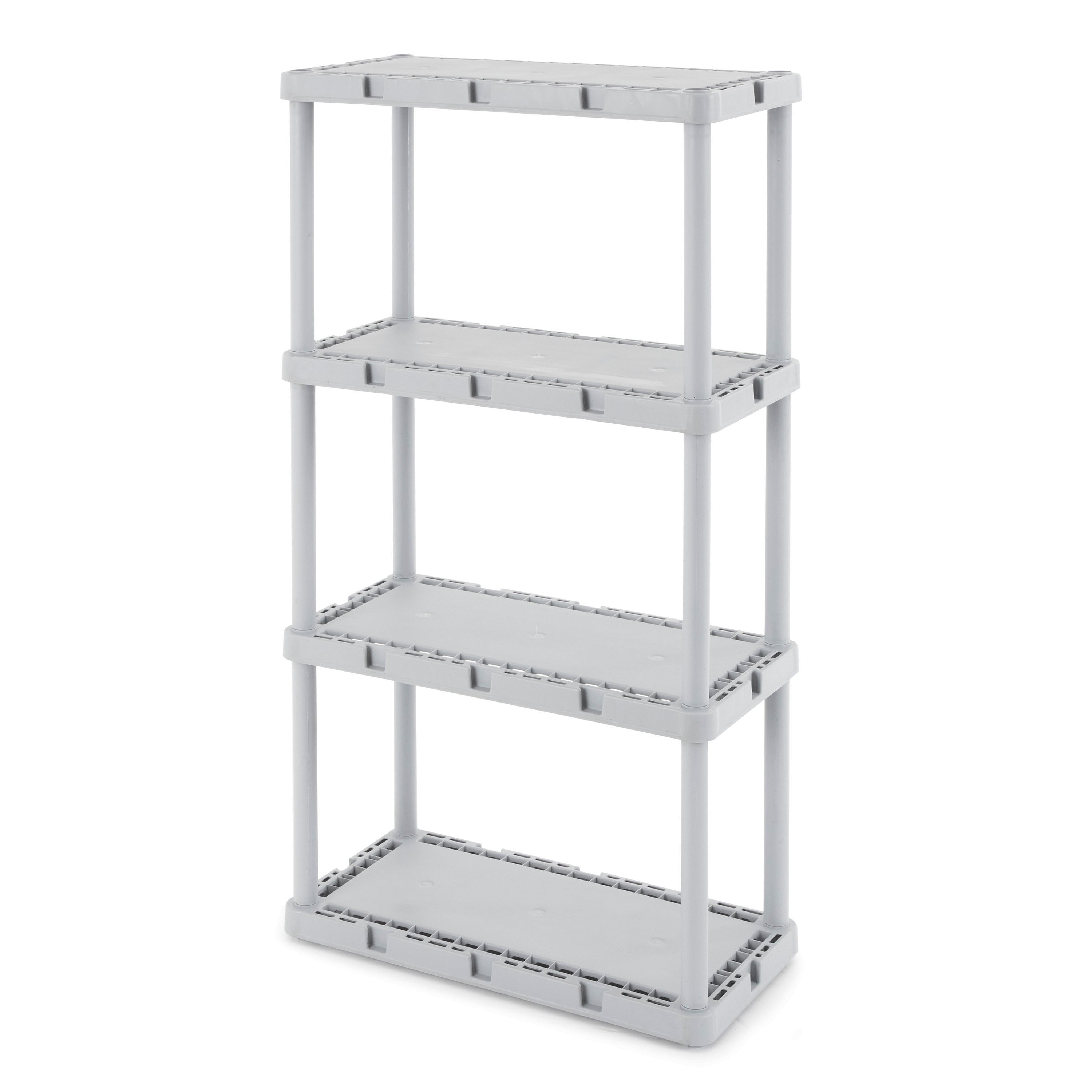 Gracious Living 4 Shelf Knect-A-Shelf Fixed Height Solid Light Duty Storage,Grey - Smart-nests