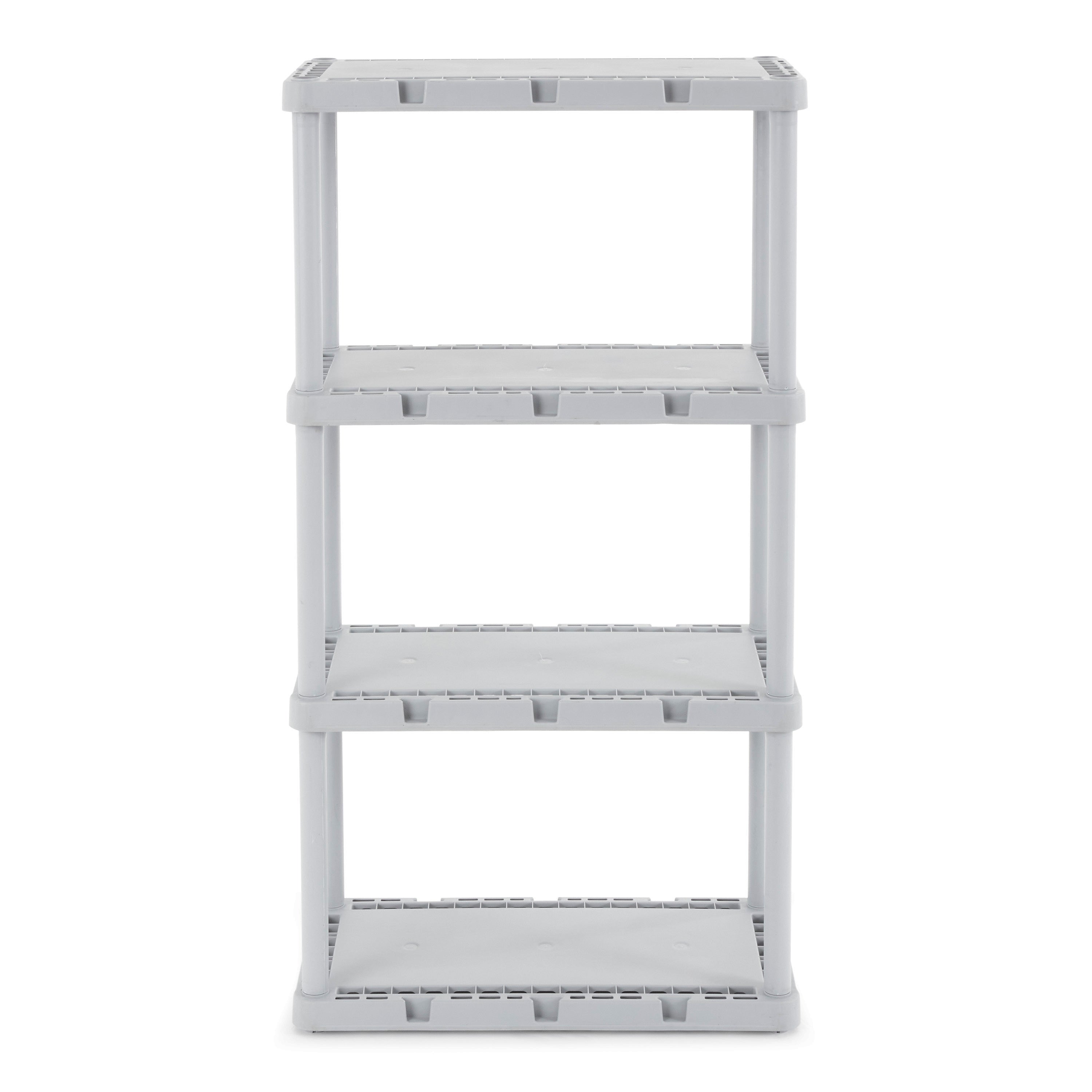 Gracious Living 4 Shelf Knect-A-Shelf Fixed Height Solid Light Duty Storage,Grey - Smart-nests