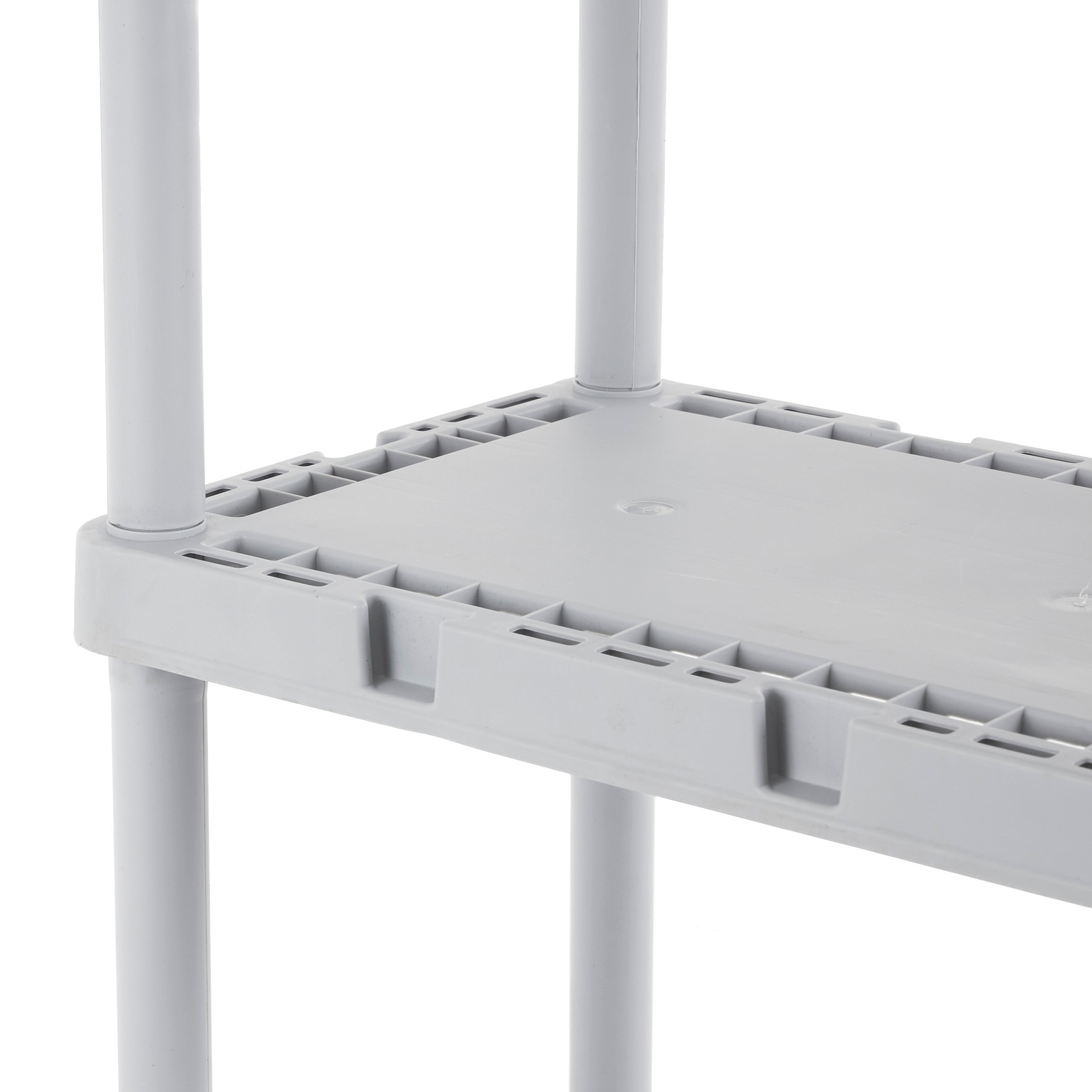 Gracious Living 4 Shelf Knect-A-Shelf Fixed Height Solid Light Duty Storage,Grey - Smart-nests