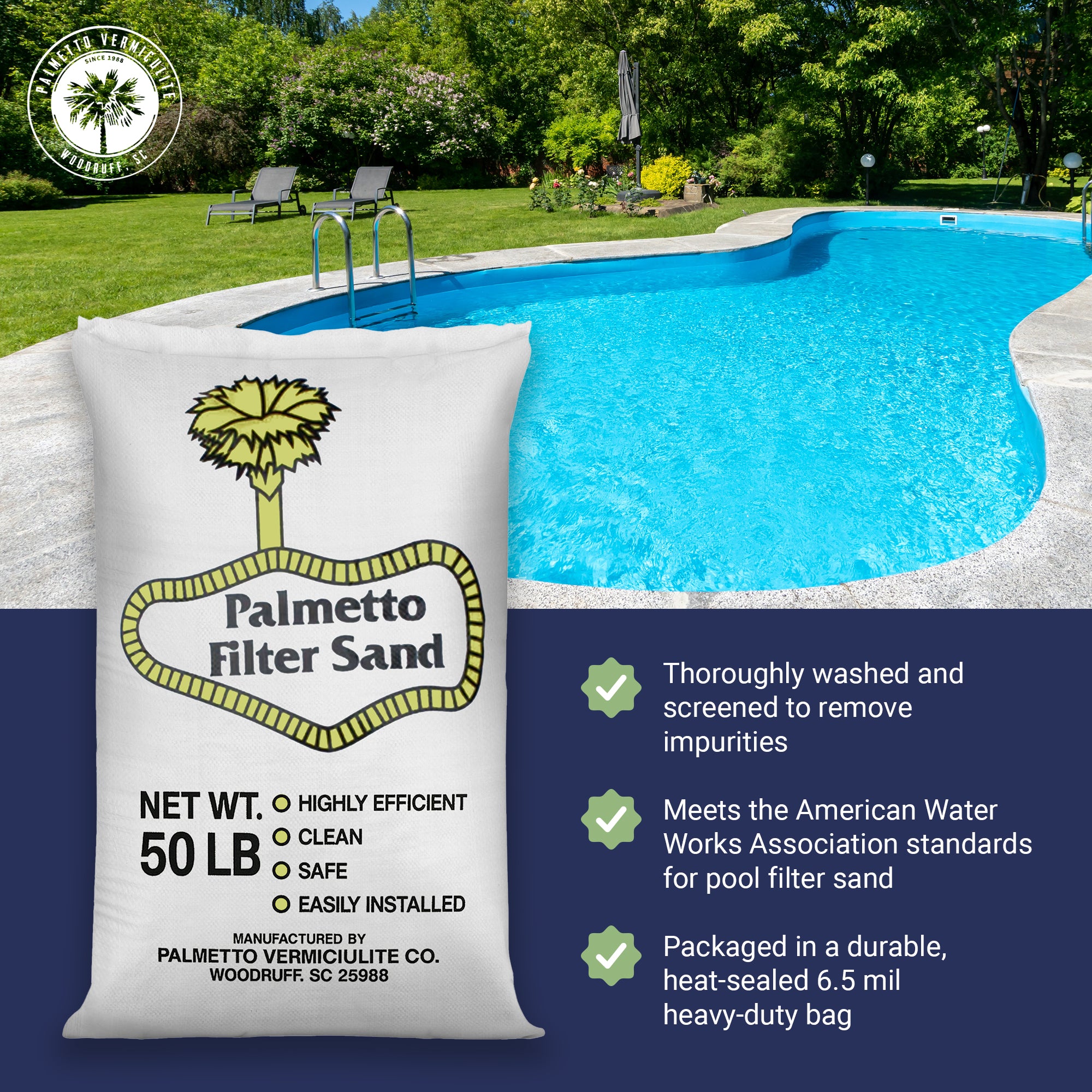 Palmetto Filter Sand for Residential and Commercial Pool Sand Filters, 50 Pound - Smart-nests