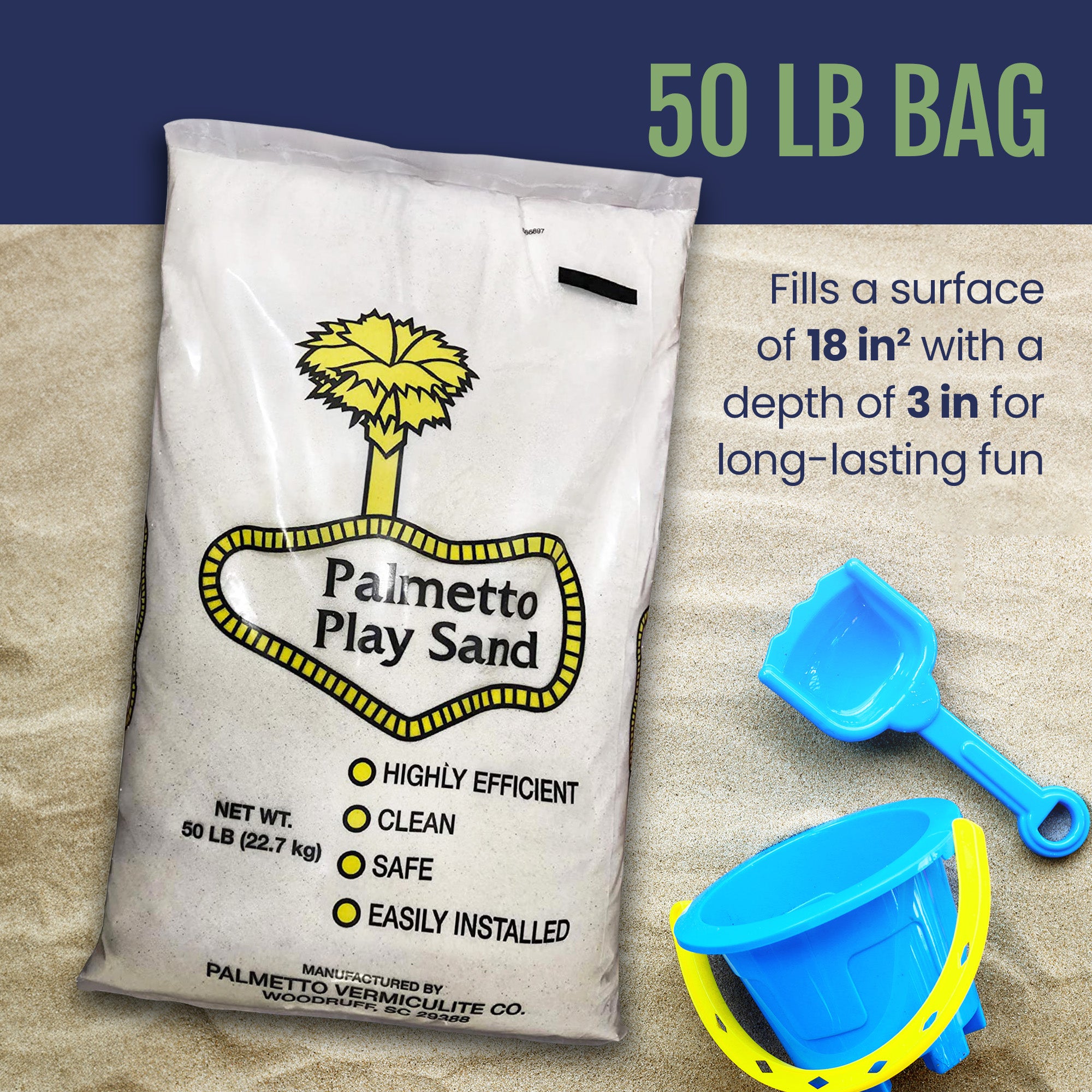 Palmetto Natural Play Sand for Sand Box, Play Areas, & Home Decor, 50 LB, Creme - Smart-nests