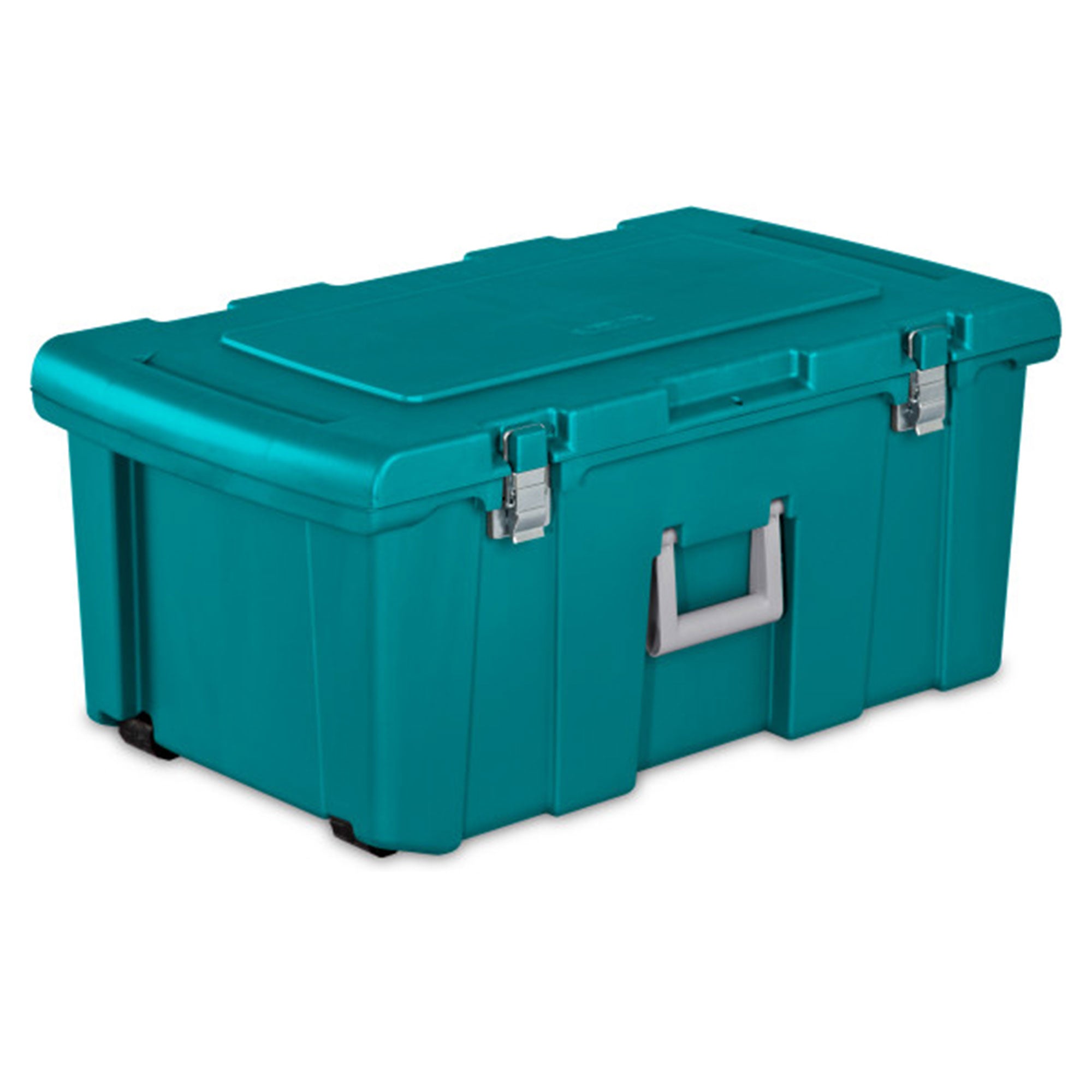 Sterilite Wheeled Footlocker, Plastic Utility Lockable Storage Container, Teal - Smart-nests
