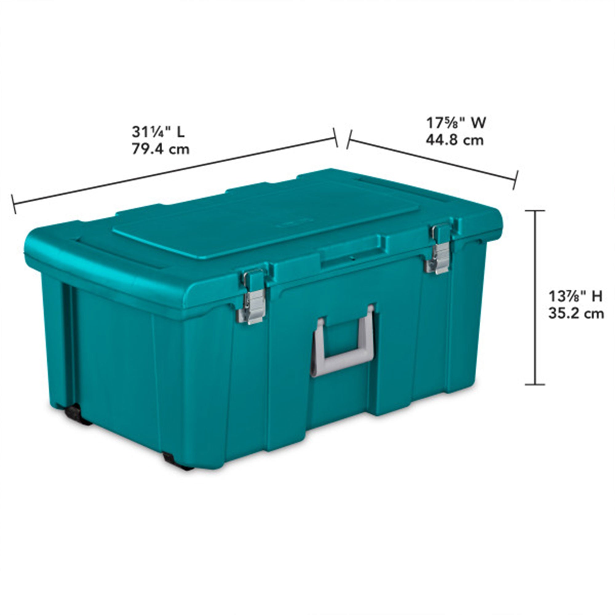 Sterilite Wheeled Footlocker, Plastic Utility Lockable Storage Container, Teal - Smart-nests