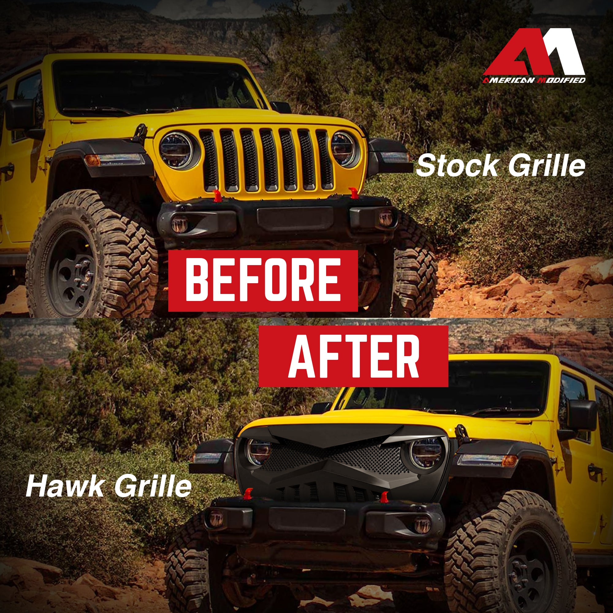 AMERICAN MODIFIED Hawke Grille for 2018+ Jeep Wrangler JL & 2020+ Gladiator JT - Smart-nests
