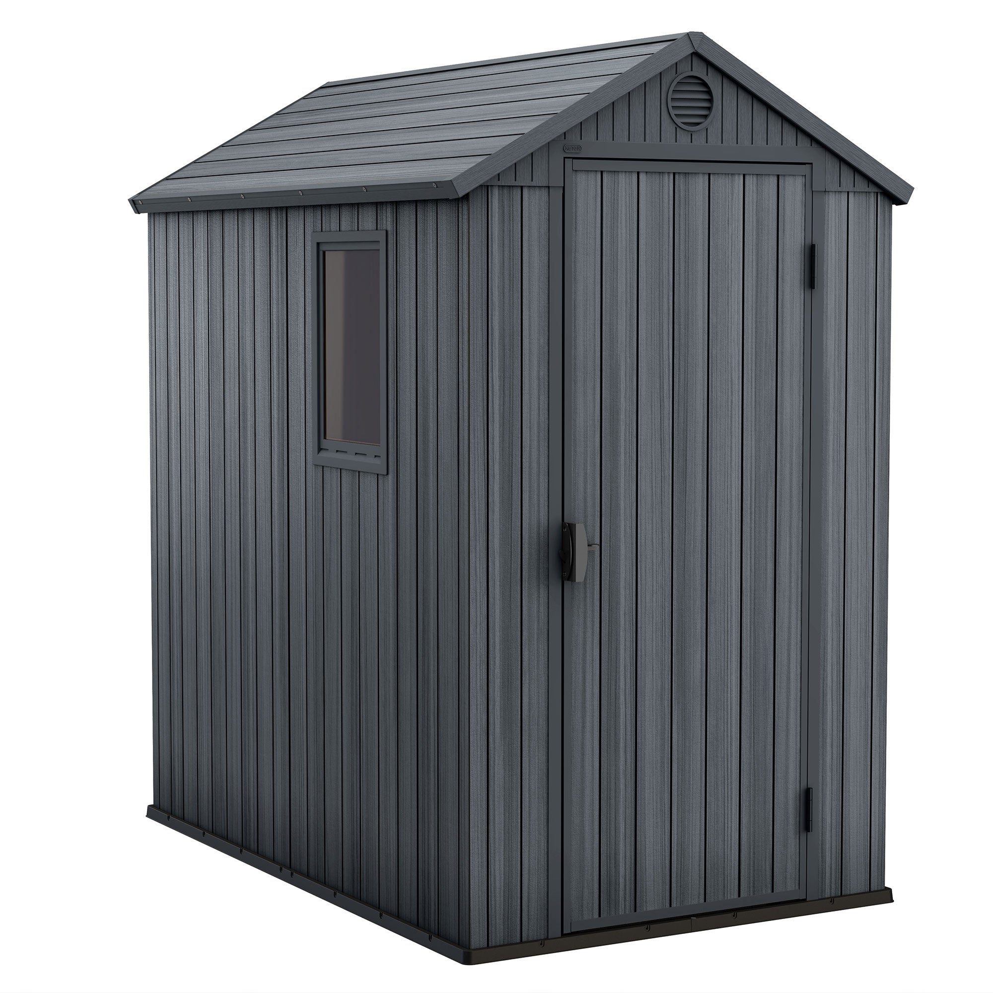 Keter Darwin 4 Foot x 6 Foot Outdoor Garden Tool Storage Shed w/Window, Graphite - Smart-nests