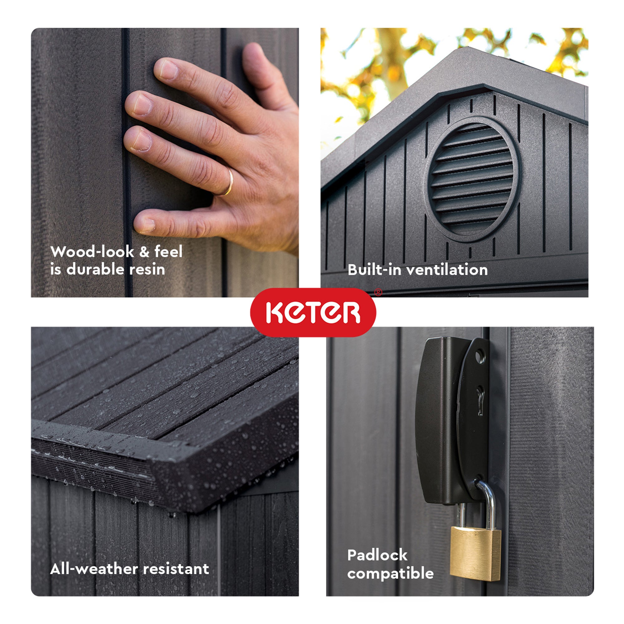 Keter Darwin 4 Foot x 6 Foot Outdoor Garden Tool Storage Shed w/Window, Graphite - Smart-nests