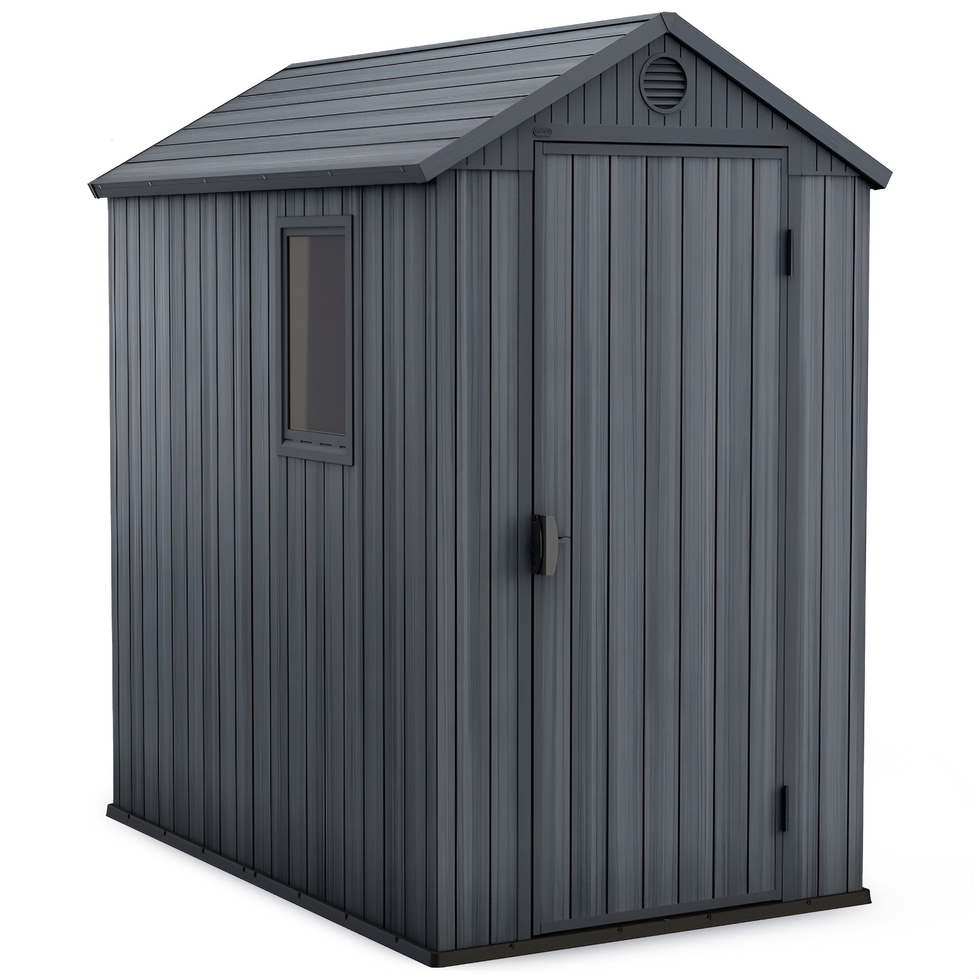 Keter Darwin 4 Foot x 6 Foot Outdoor Garden Tool Storage Shed w/Window, Graphite - Smart-nests
