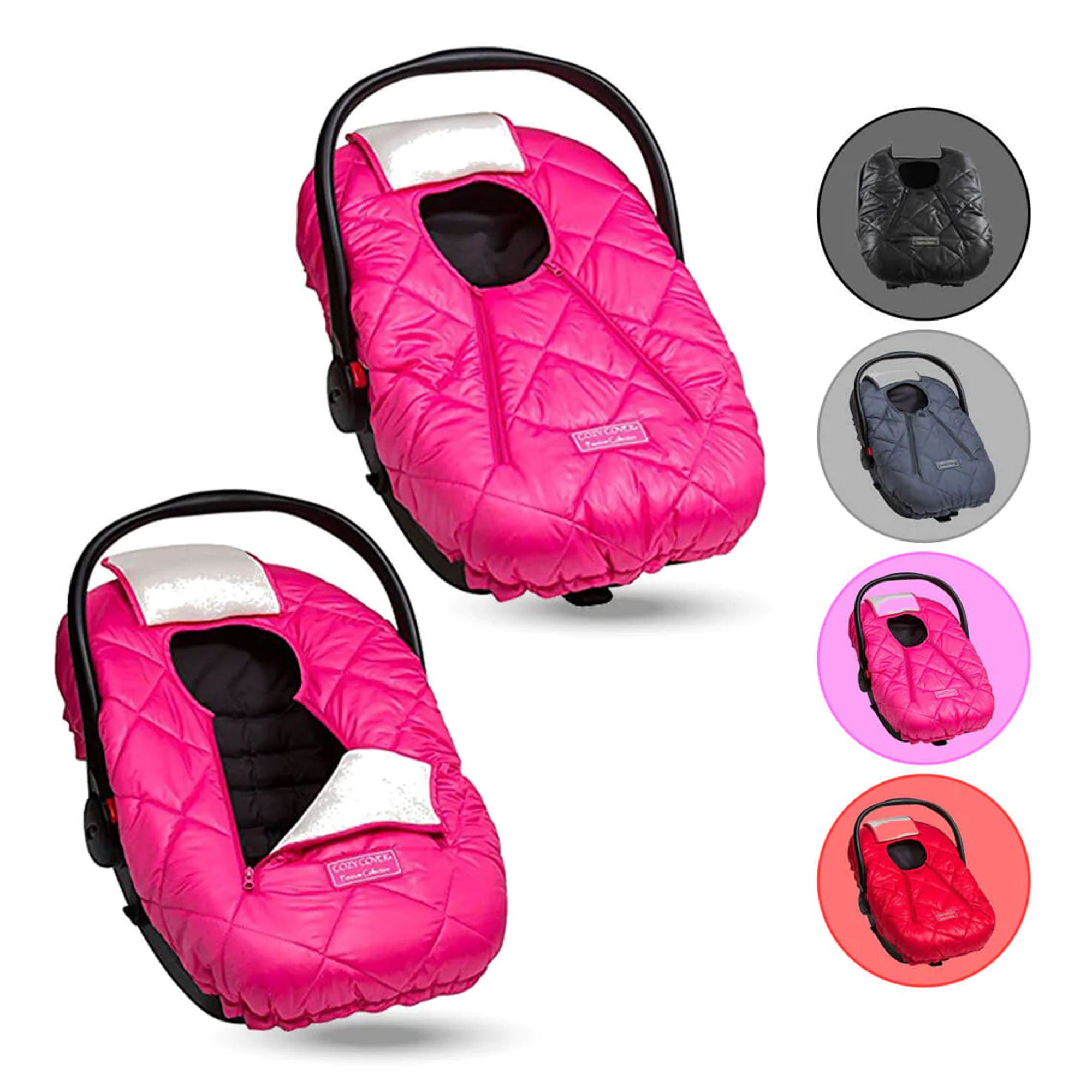 CozyBaby Premium Infant Car Seat Cover with Dual Zippers & Elastic Edge, Pink - Smart-nests