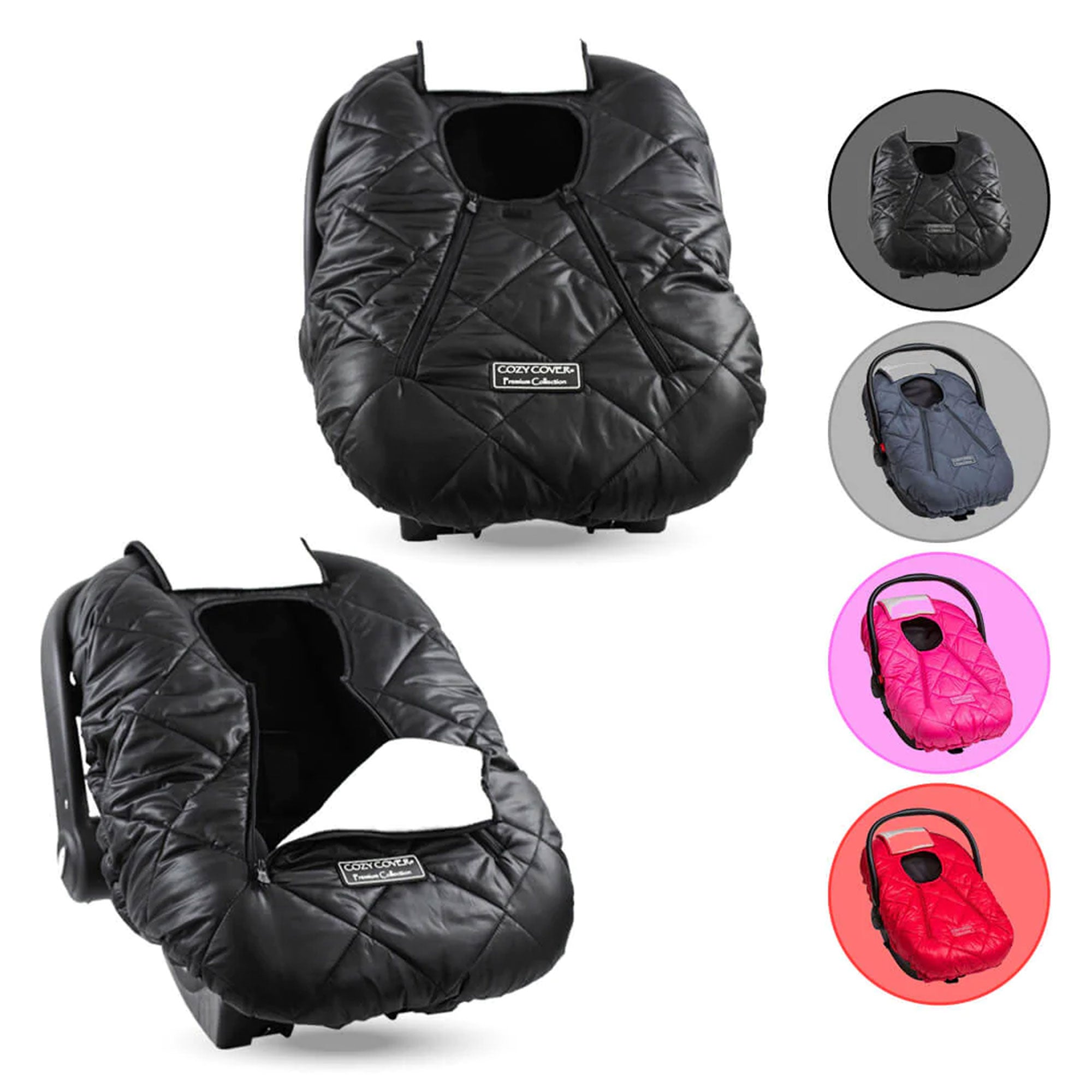 CozyBaby Premium Infant Car Seat Cover with Dual Zippers & Elastic Edge, Black - Smart-nests