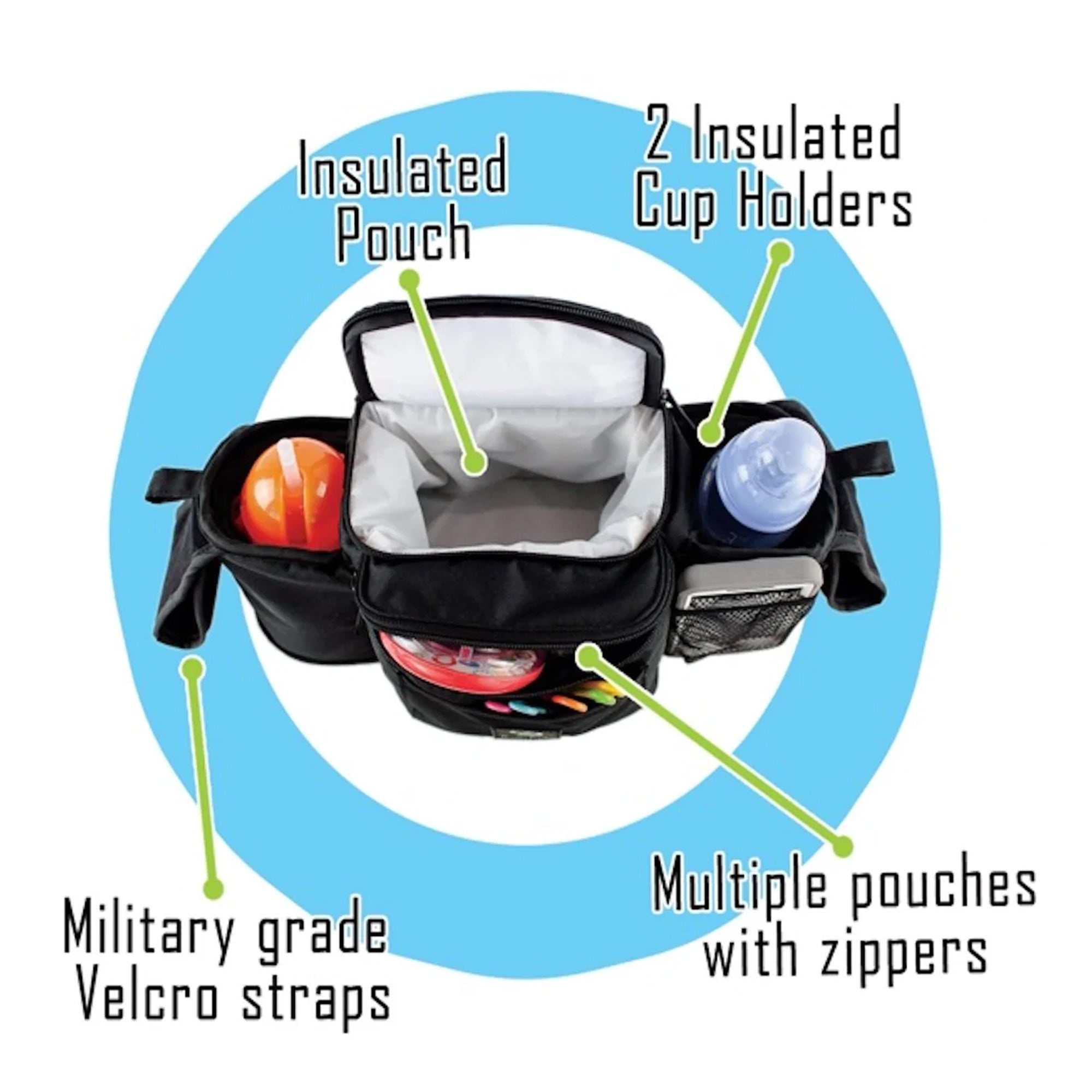 Cozy Cover CozyBaby Stroller Organizer Insulated Storage Caddy Basket, Black - Smart-nests