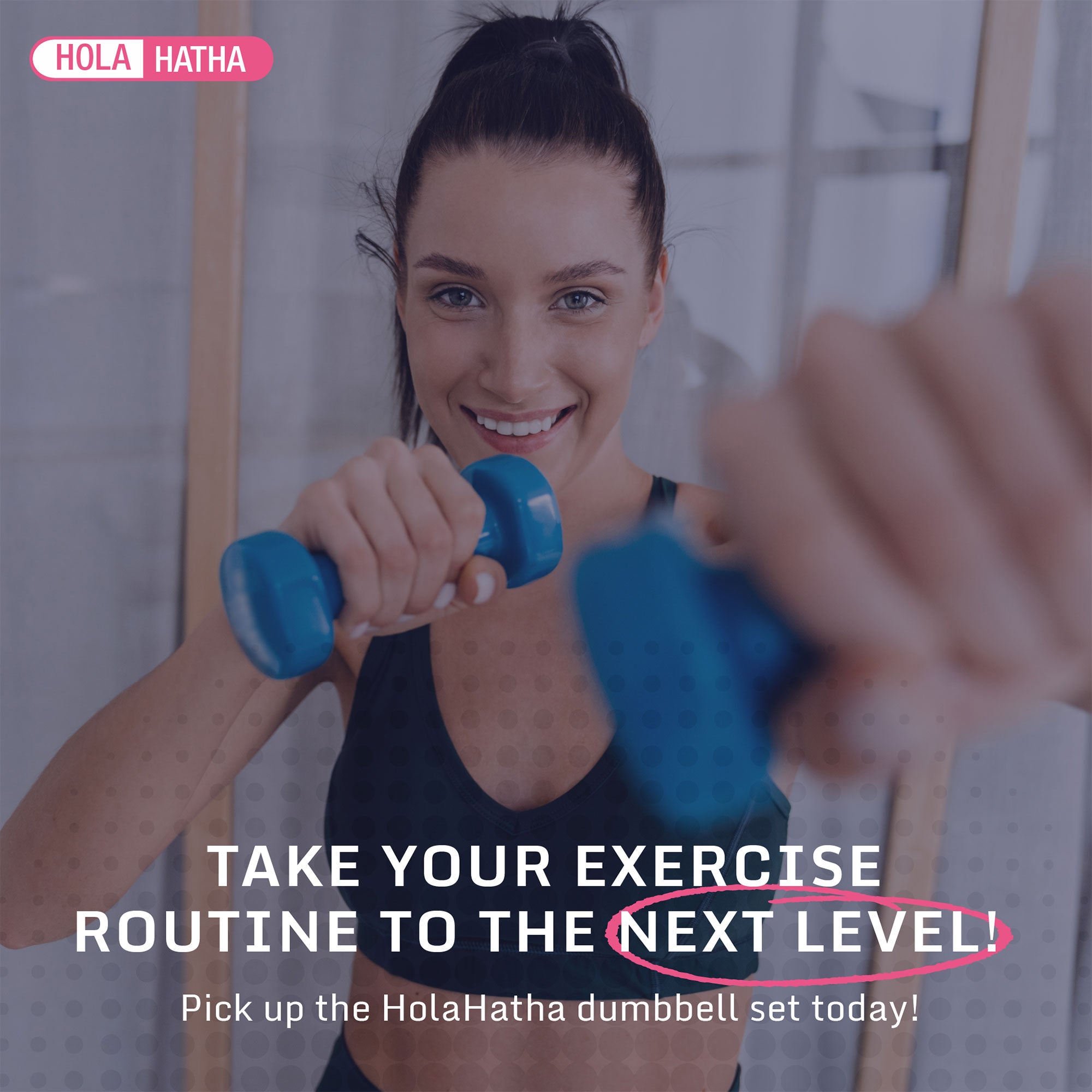 HolaHatha 2, 3, & 5 Lb Neoprene Dumbbell Free Hand Weight Set w/ Rack, Red/Blue - Smart-nests
